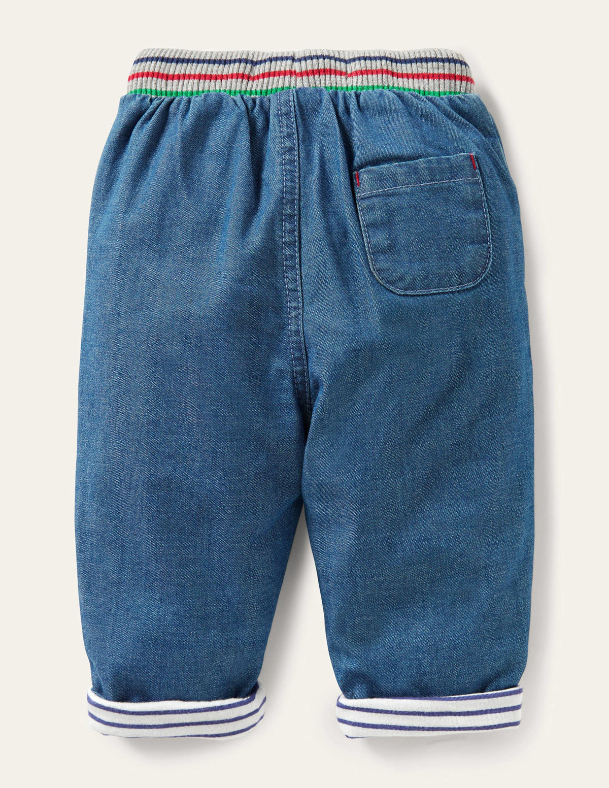 Rib Waist Trousers-Mid Chambray - Image 2