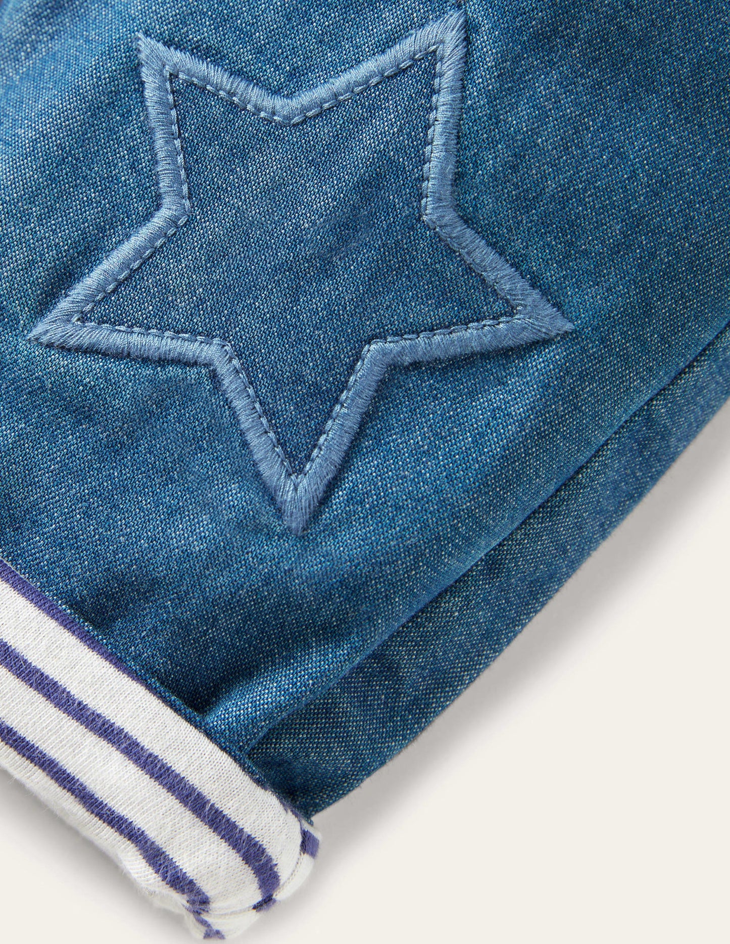 Rib Waist Trousers-Mid Chambray