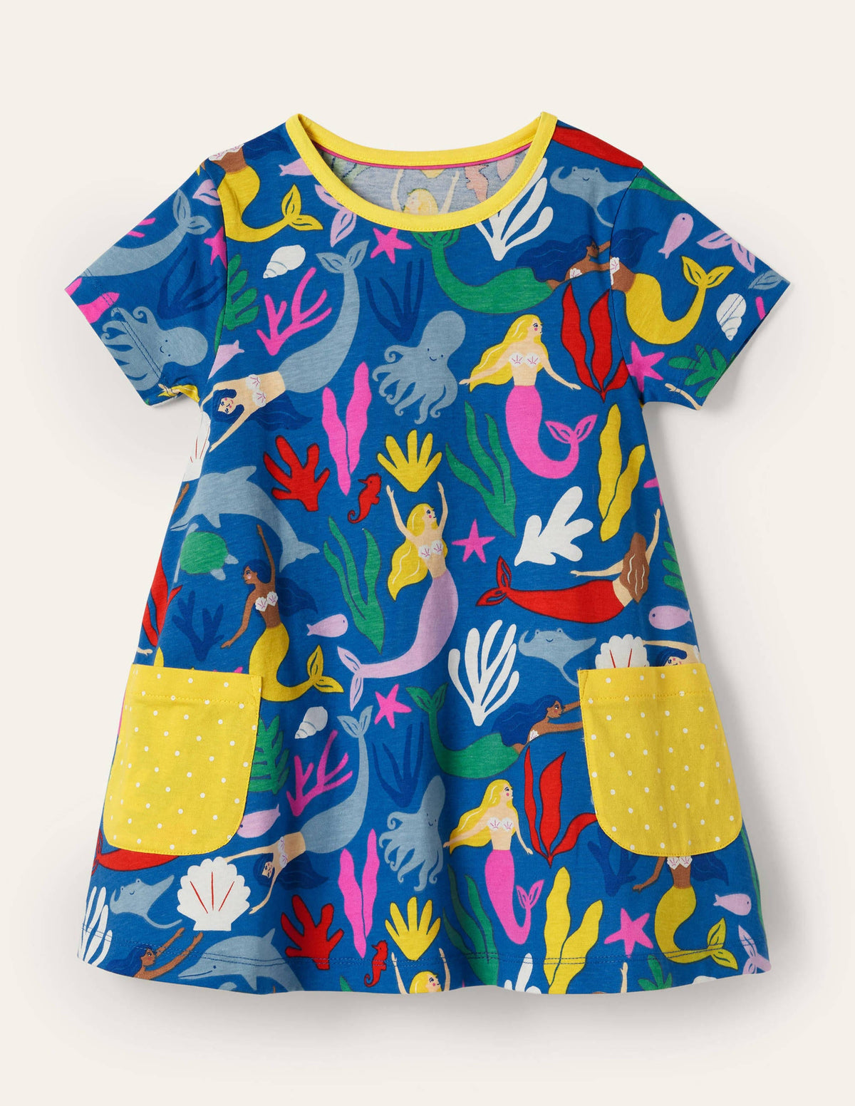 Short-sleeved Printed Tunic-Marina Blue Mermaids - Image 1