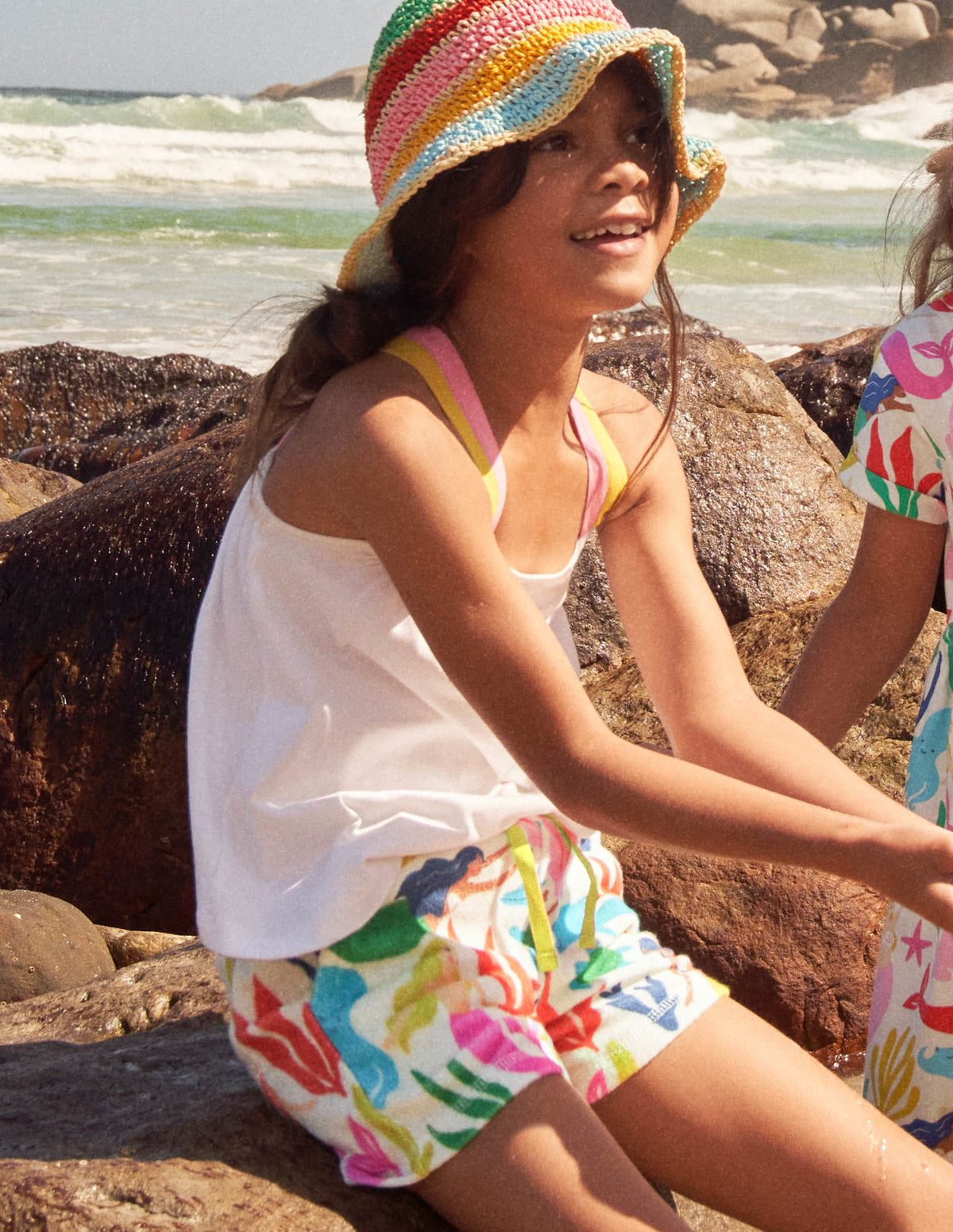 Towelling Shorts-Ivory Mermaid Collage-6