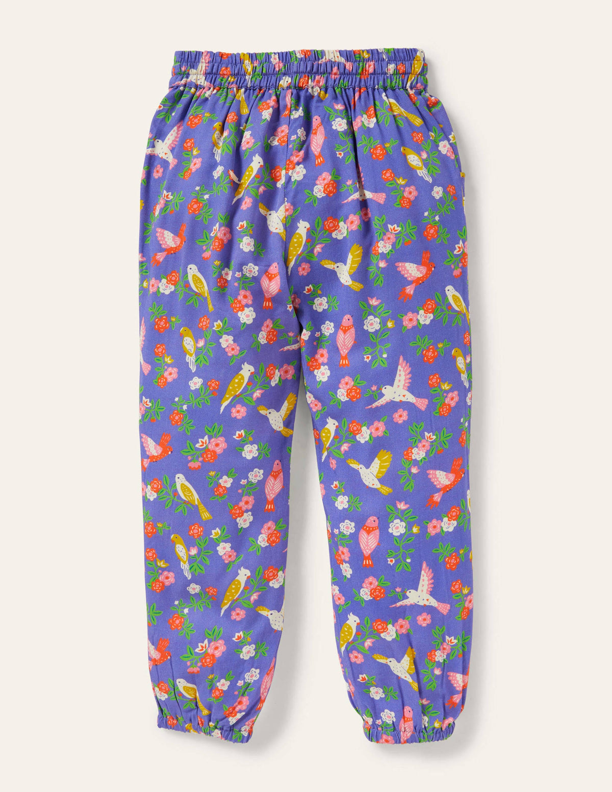 Relaxed Woven Printed Trousers-Bluebell Tropical Garden-2