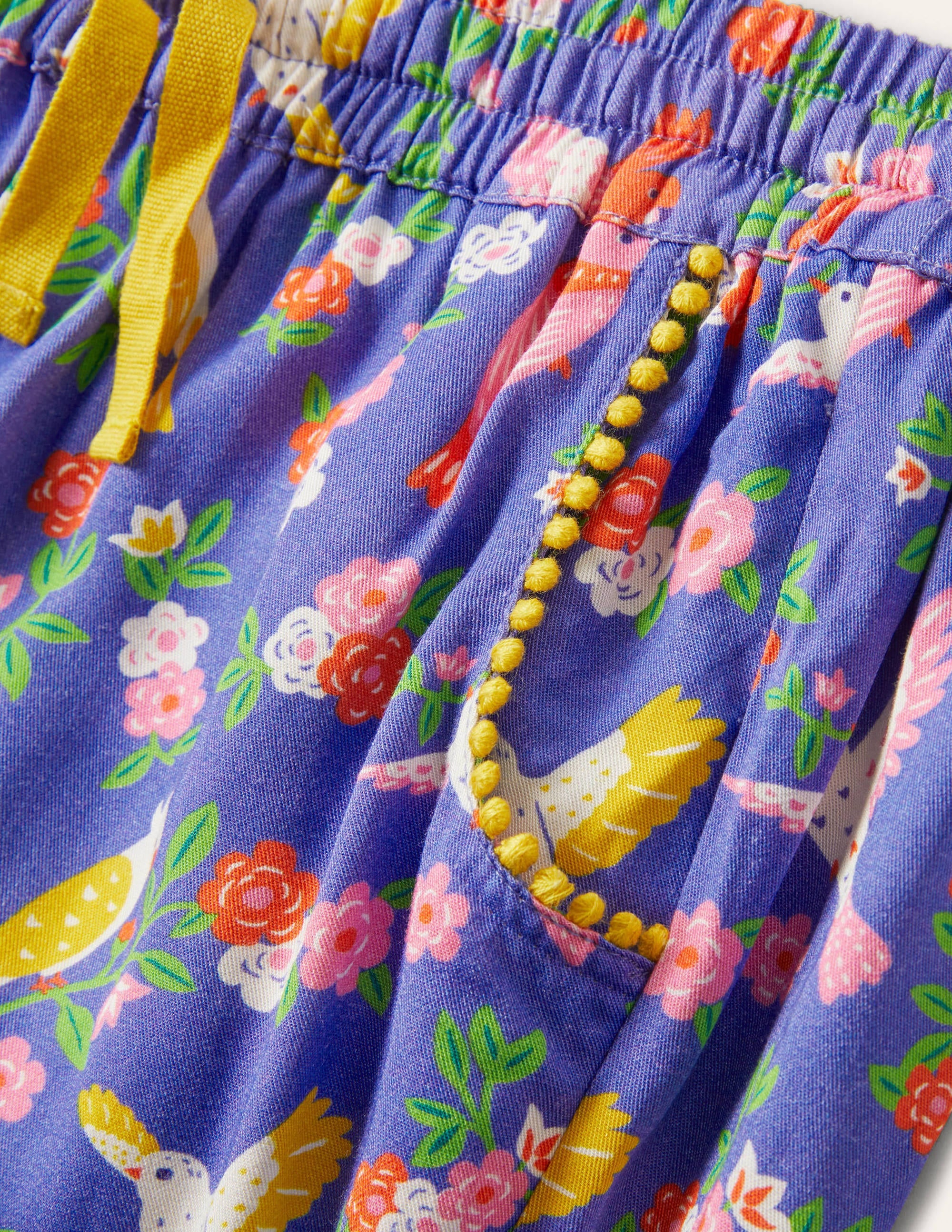 Relaxed Woven Printed Trousers-Bluebell Tropical Garden - Image 3