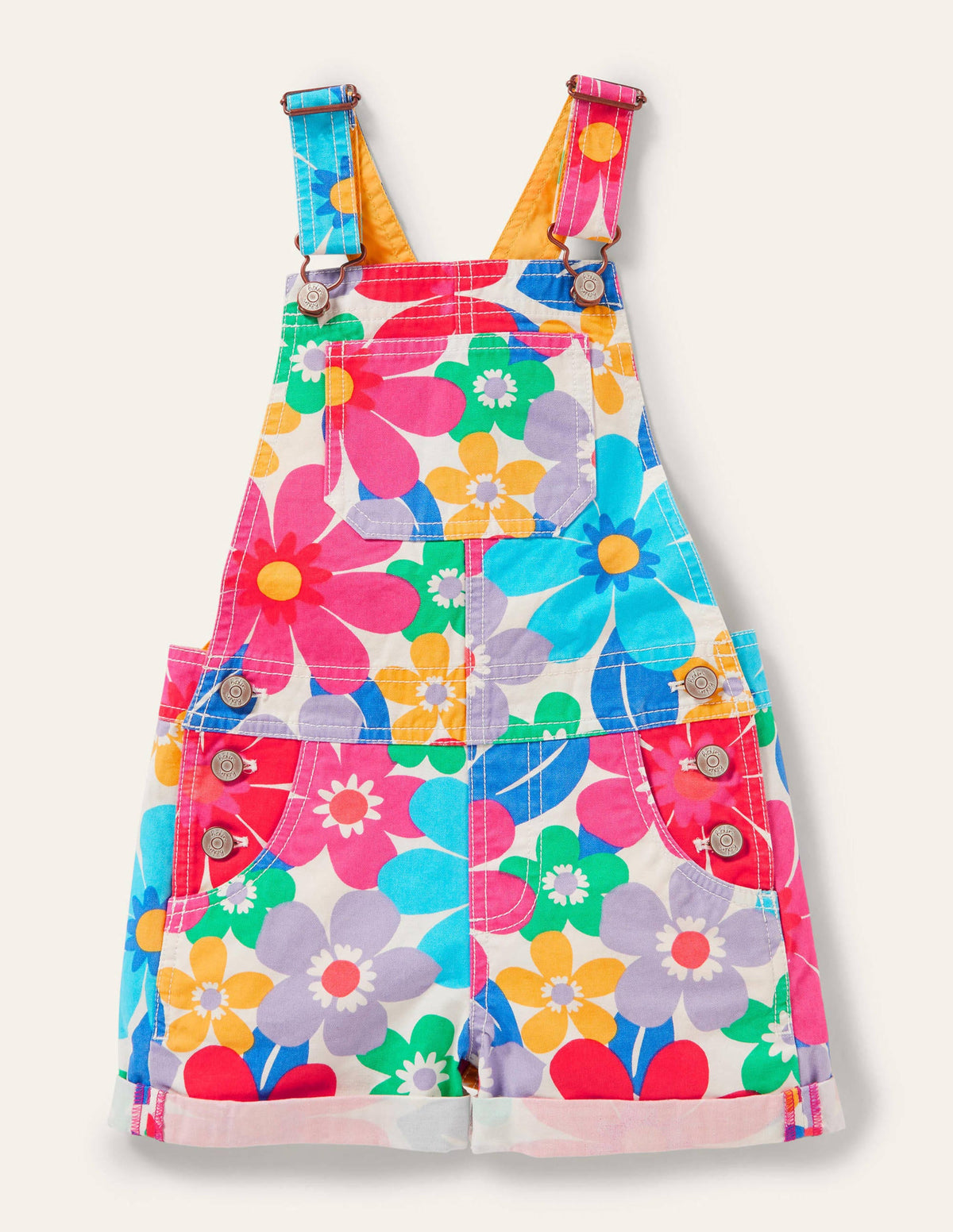 Fun Short Dungarees-Multi Floral-1