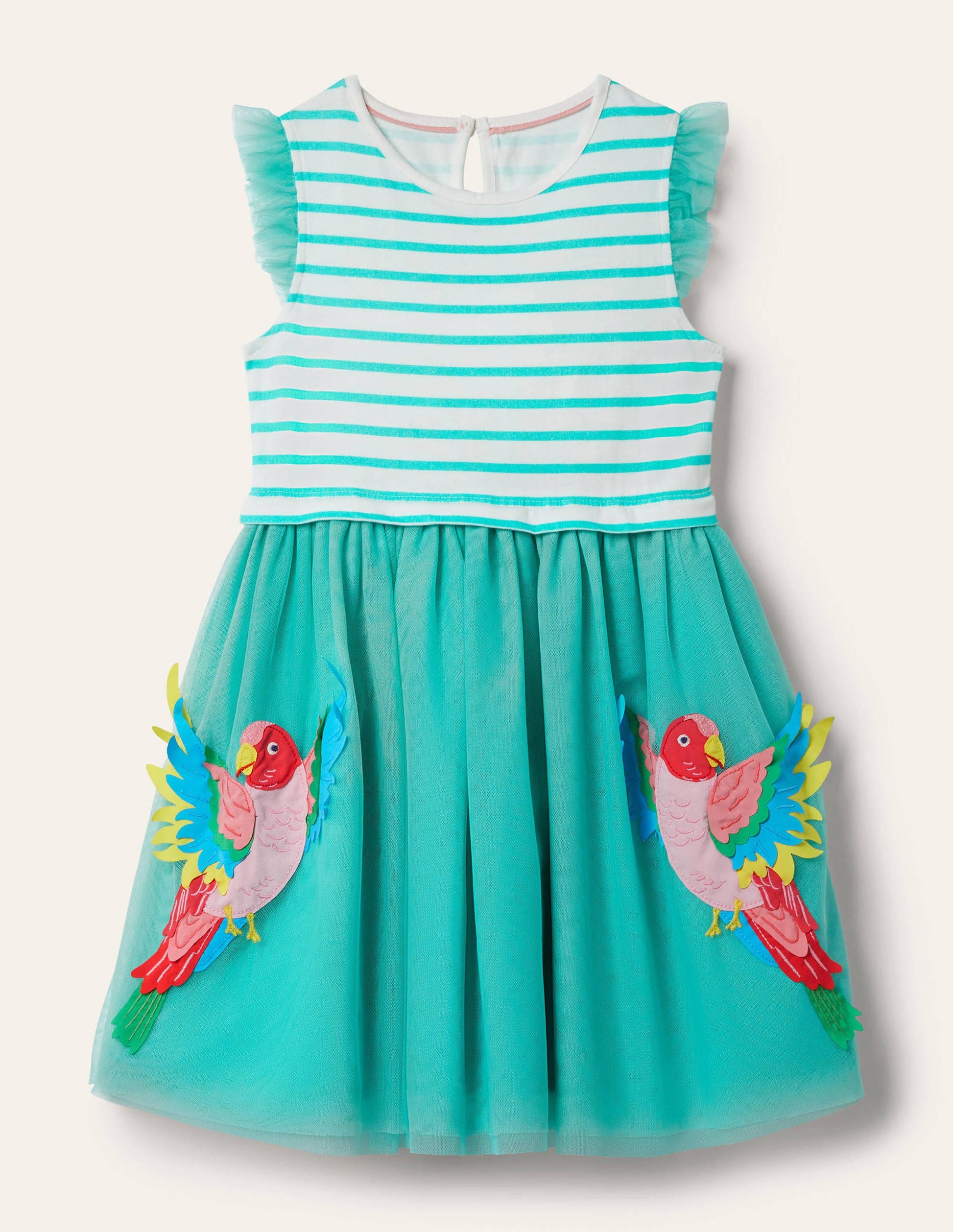 Tulle Dress-Turquoise Parrots-1