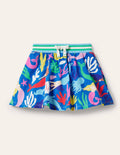 Printed Jersey Skort-Bright Marina Blue Mermaid