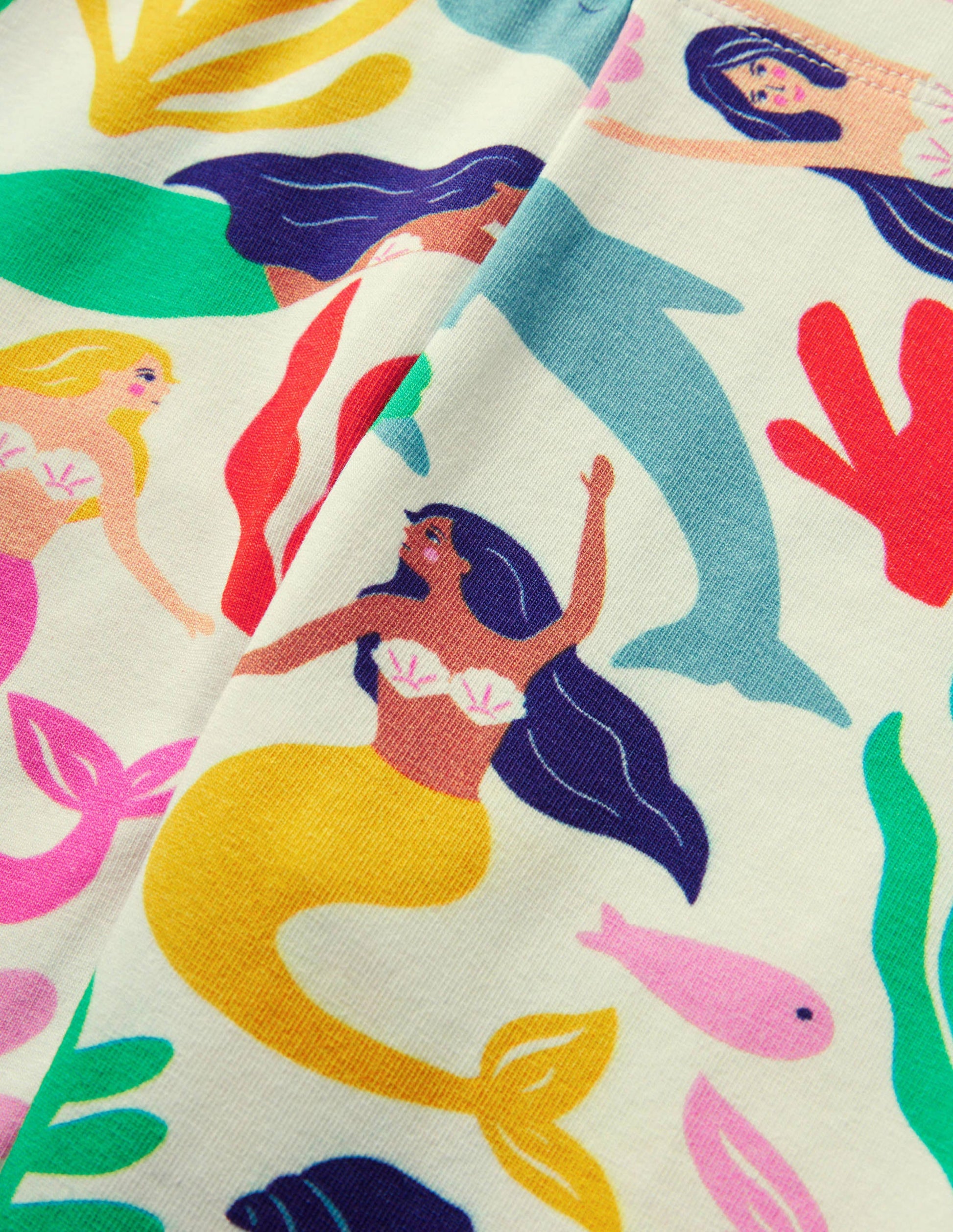 Fun Cropped Leggings-Ivory Mermaid Collage-3