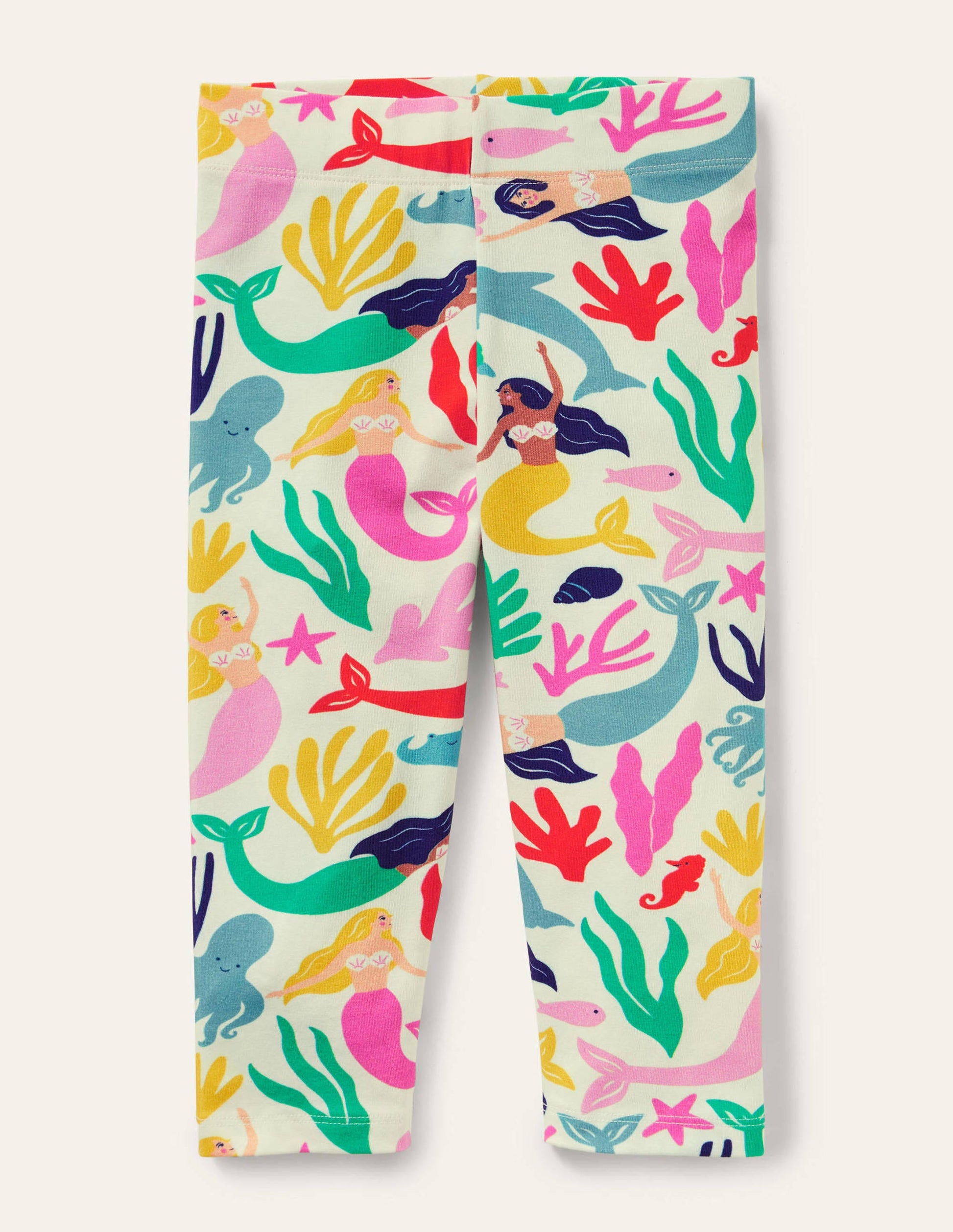 Fun Cropped Leggings-Ivory Mermaid Collage-1