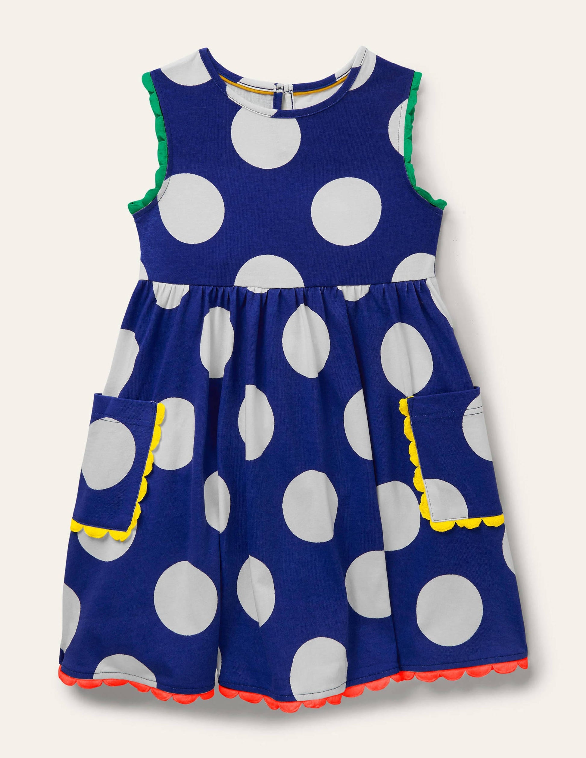 Trim Detail Jersey Dress-Blue Wave Jumbo Spot-1