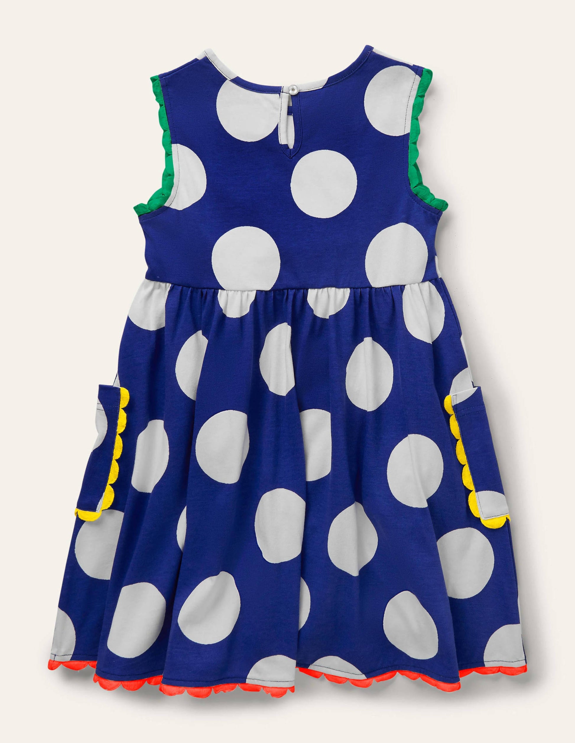Trim Detail Jersey Dress-Blue Wave Jumbo Spot-2