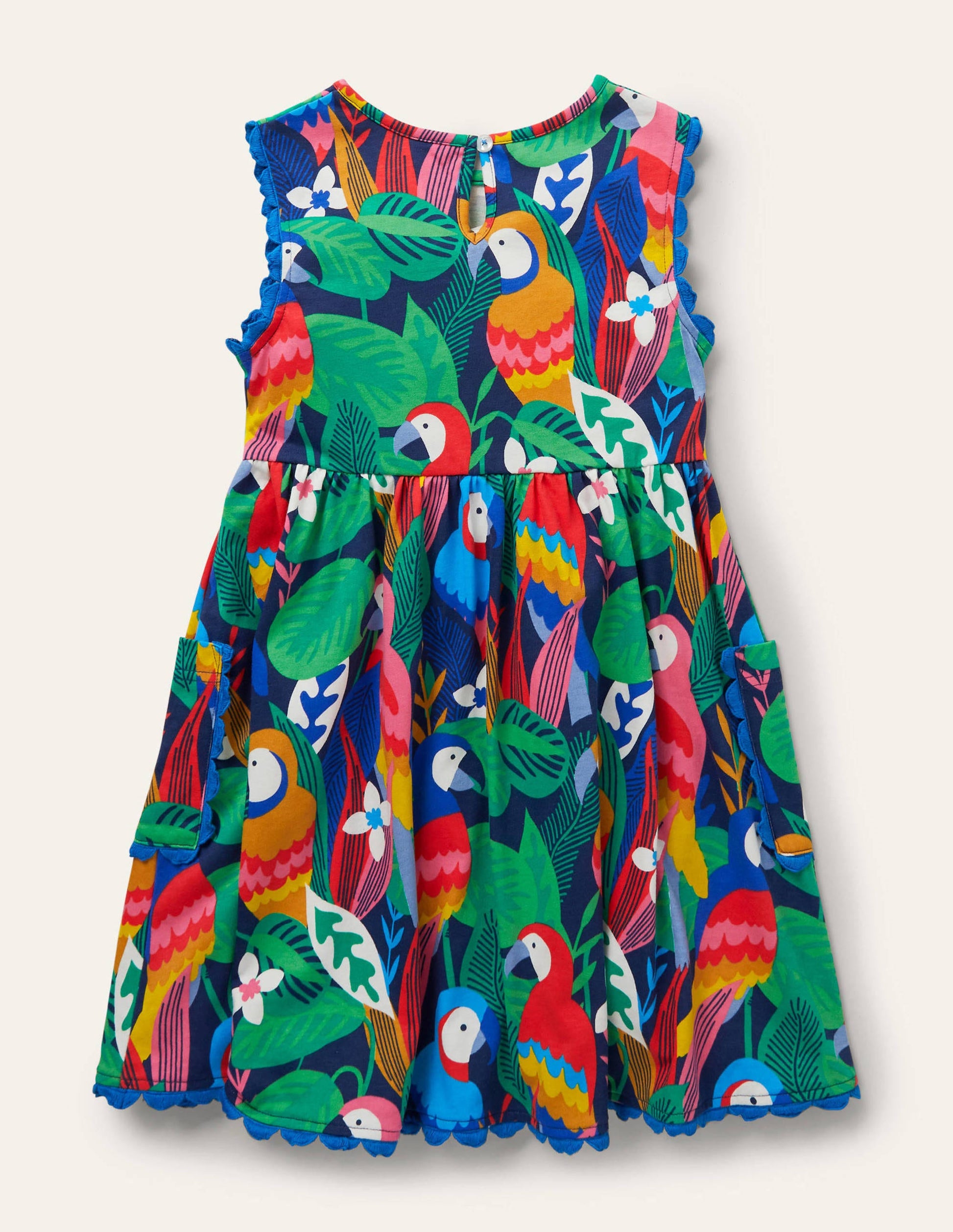 Trim Detail Jersey Dress-Multi Parrots-2