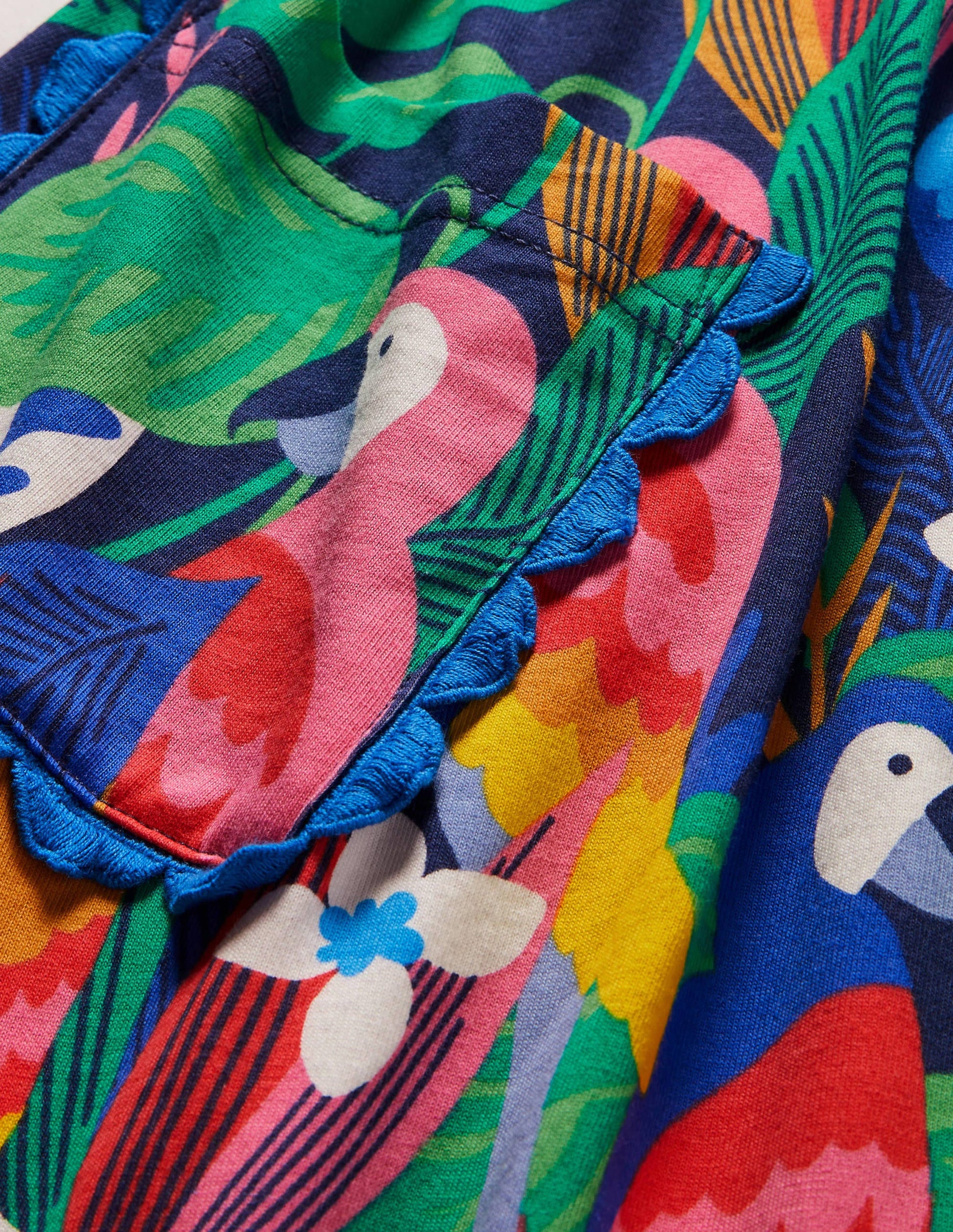 Trim Detail Jersey Dress-Multi Parrots-3