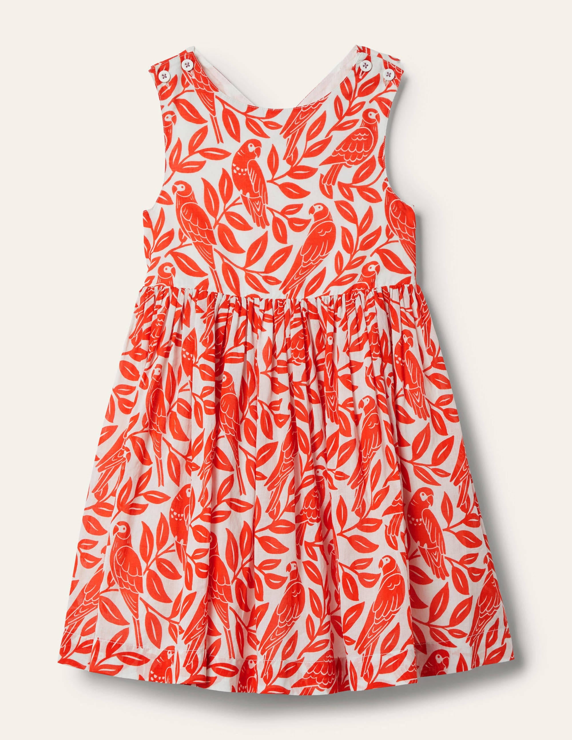 Cross-back Dress-Strawberry Tart Red Parrot - Image 1