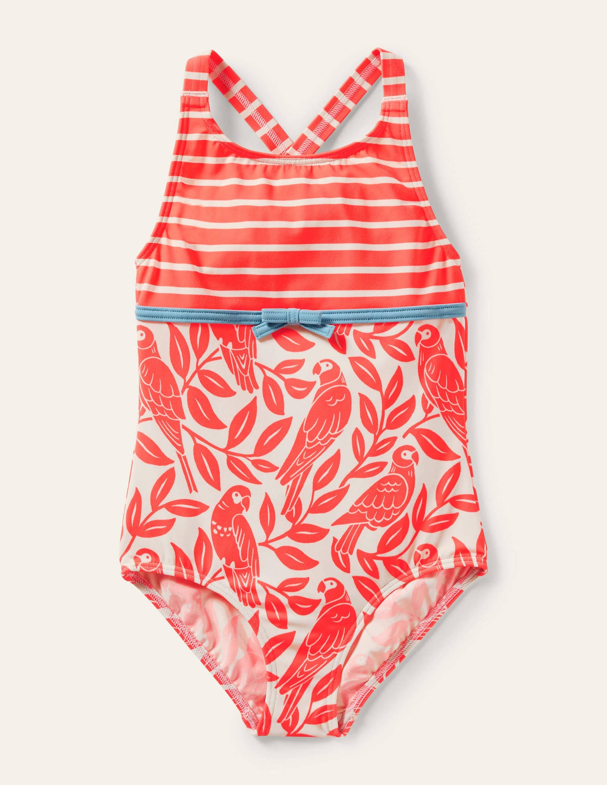 Hotchpotch Cross-back Swimsuit-Watermelon Red Parrot-1