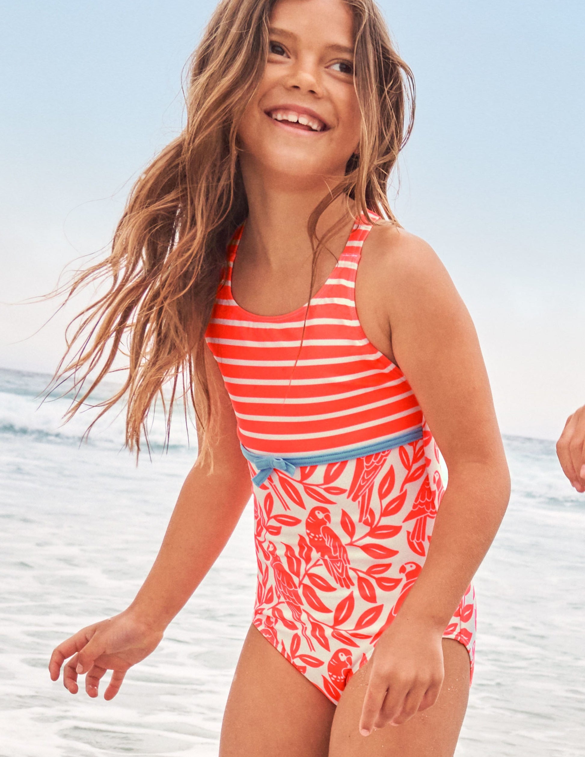 Hotchpotch Cross-back Swimsuit-Watermelon Red Parrot-8