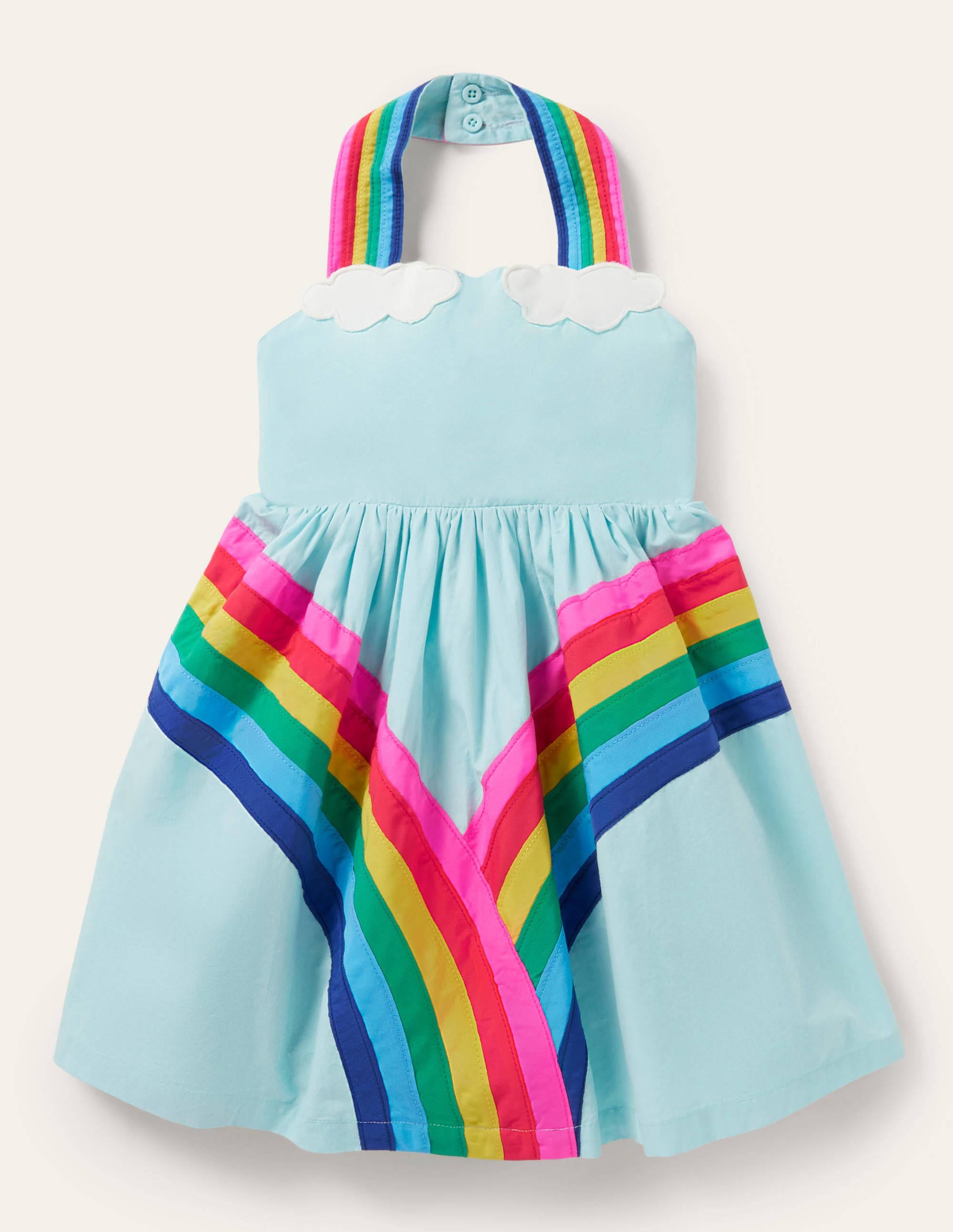 Rainbow Halter Neck Dress-Georgian Blue Rainbow - Image 1