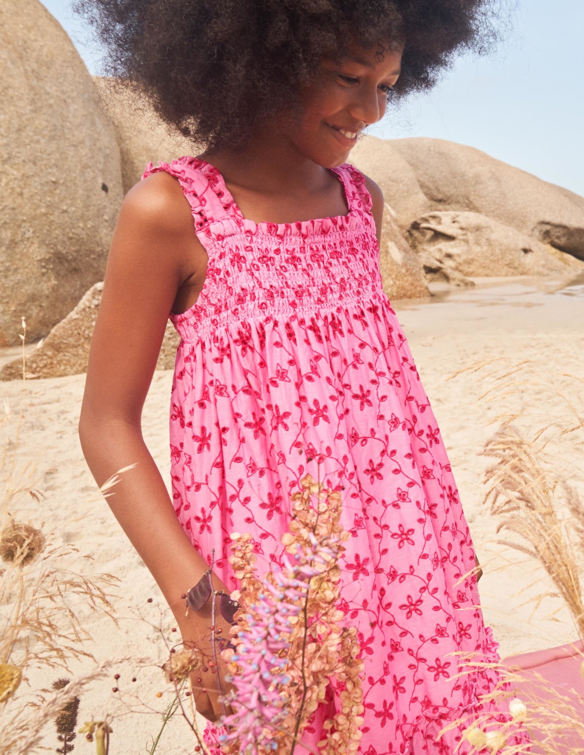 Tiered Midi Dress-Bright Petal Pink Broderie-5