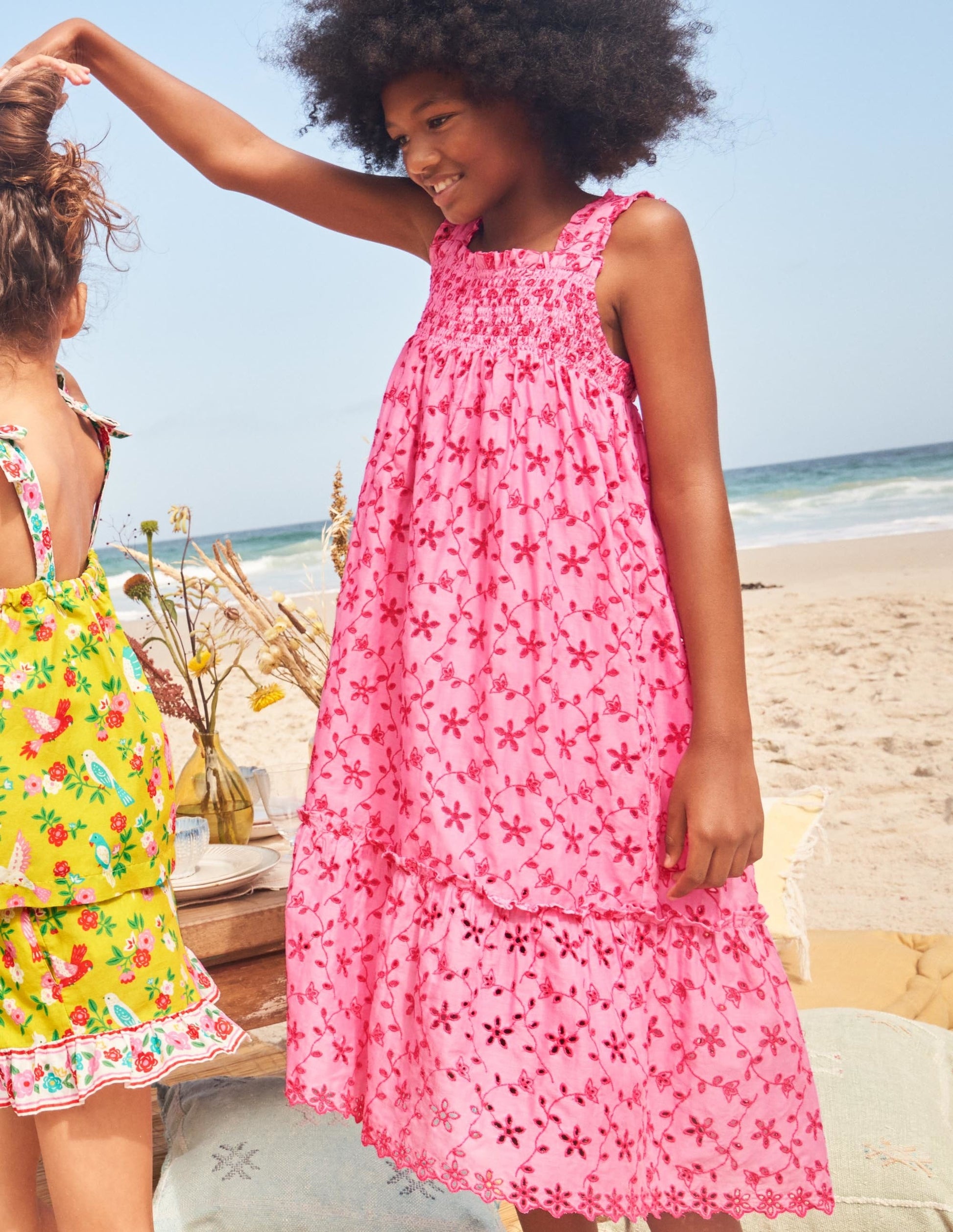Tiered Midi Dress-Bright Petal Pink Broderie-6