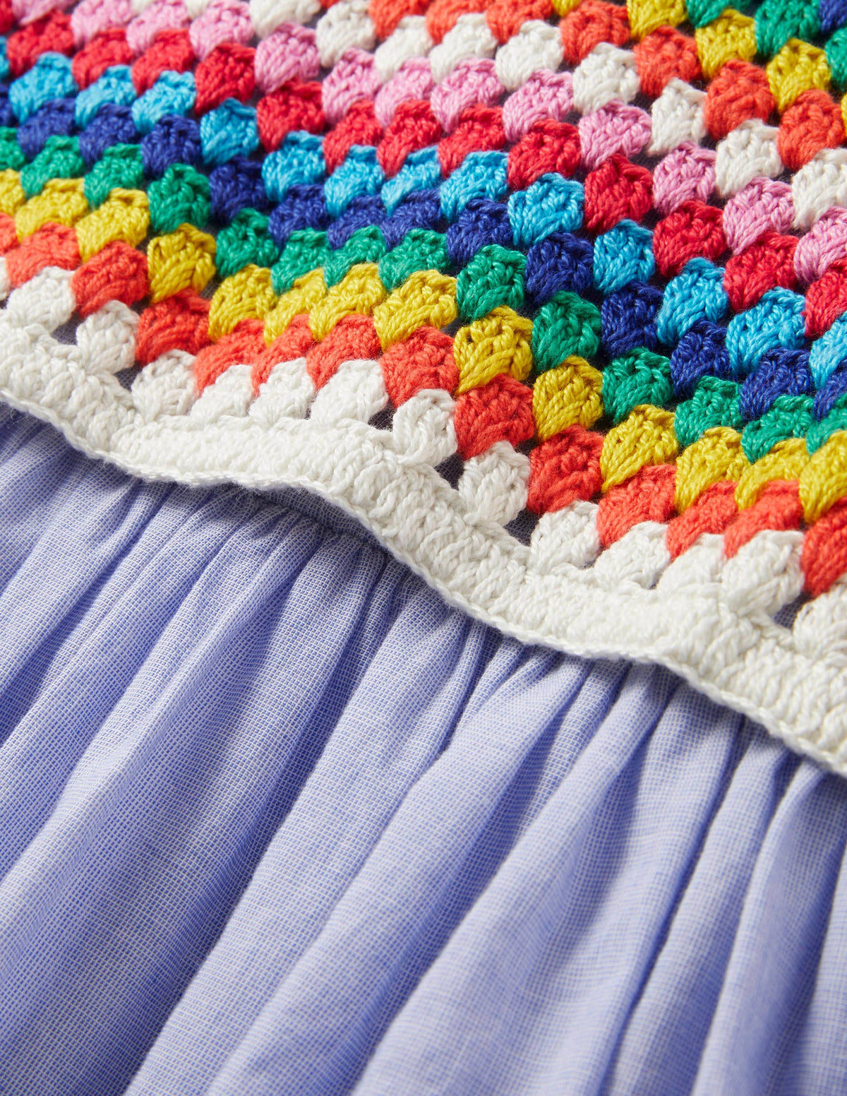 Crochet Detail Dress-Chambray-3
