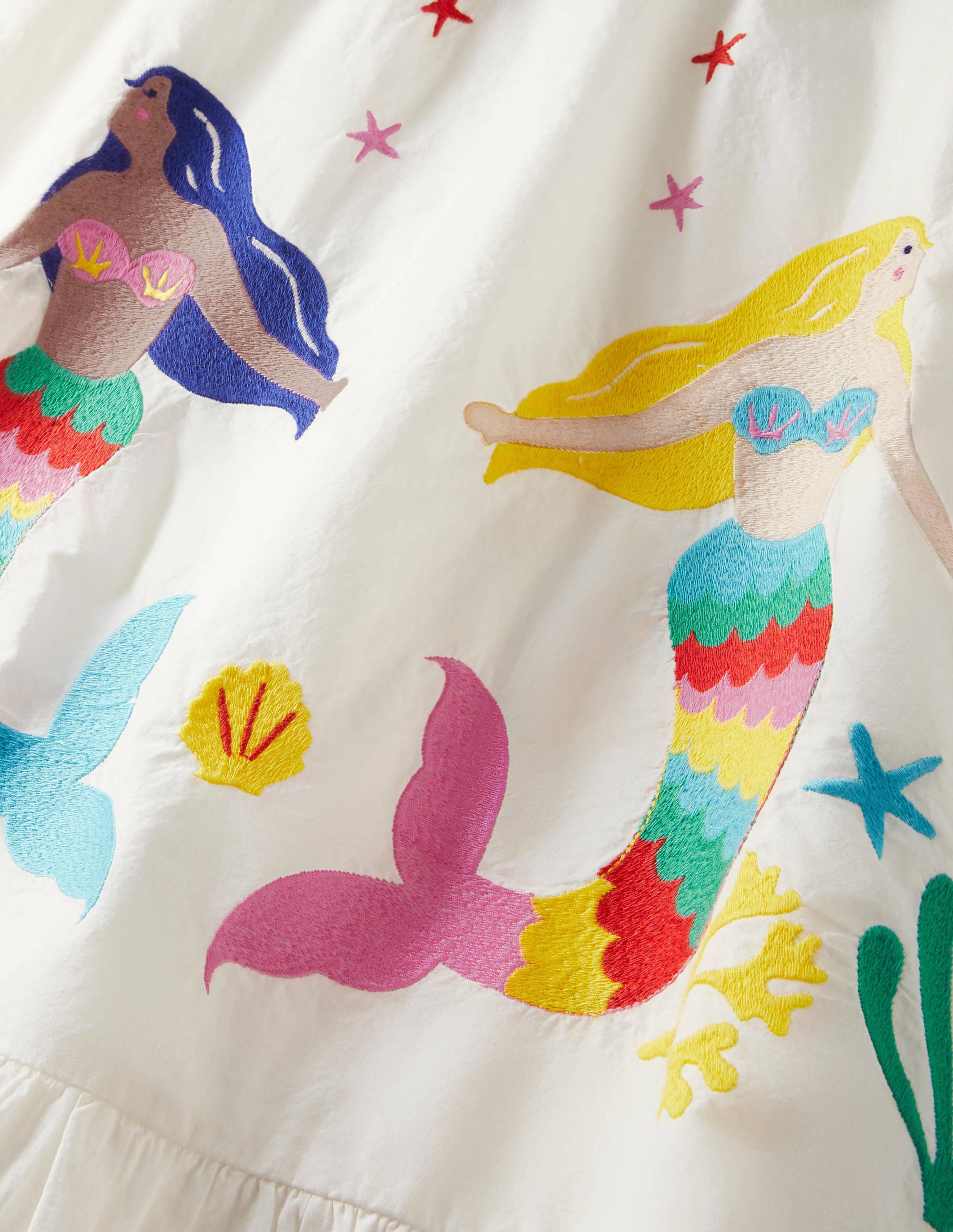 Ivory Mermaid Embroidered Dress-Ivory Mermaids - Image 3