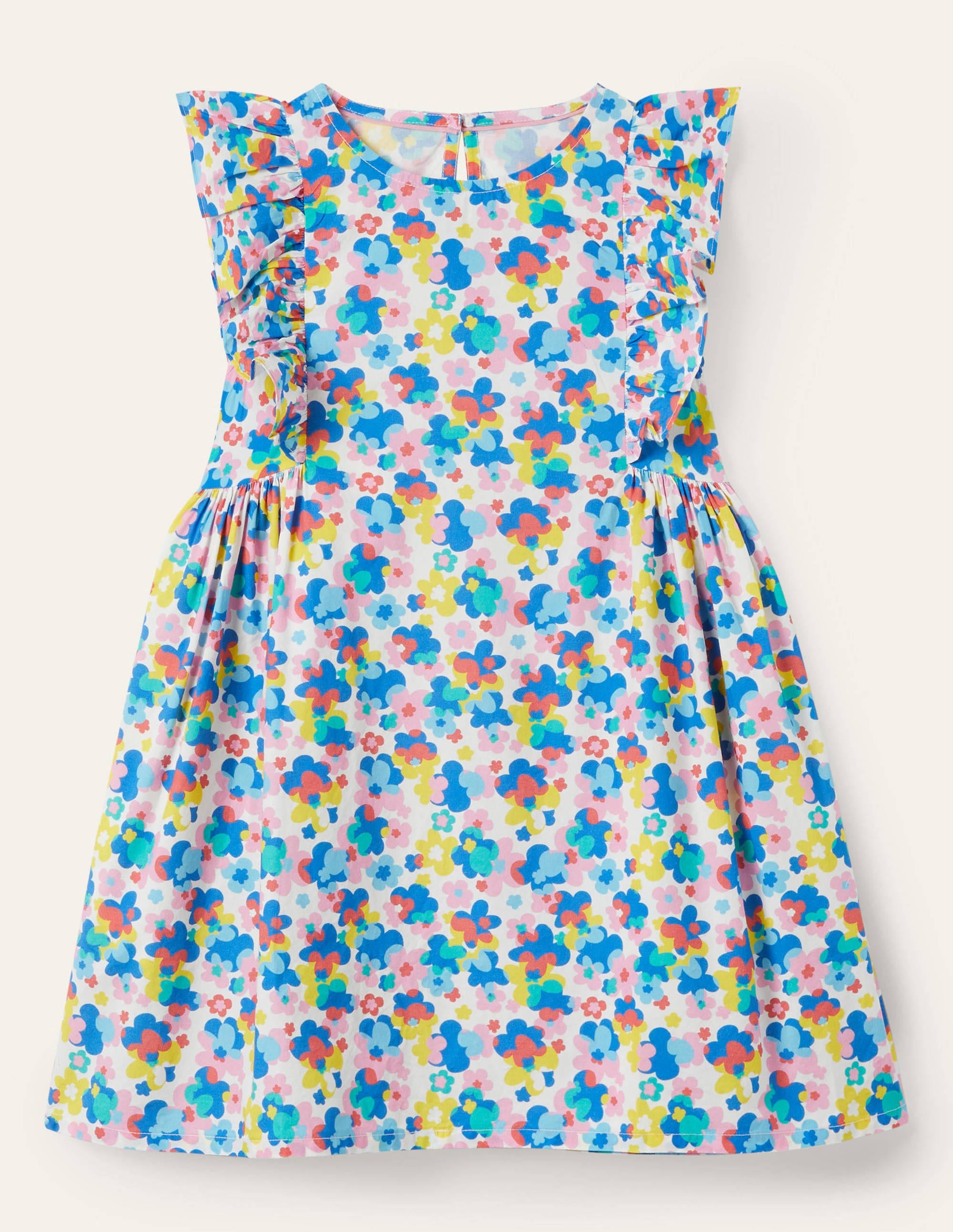 Frill Sleeve Floral Print Dress-Multi Happy Ditsy Floral - Image 1