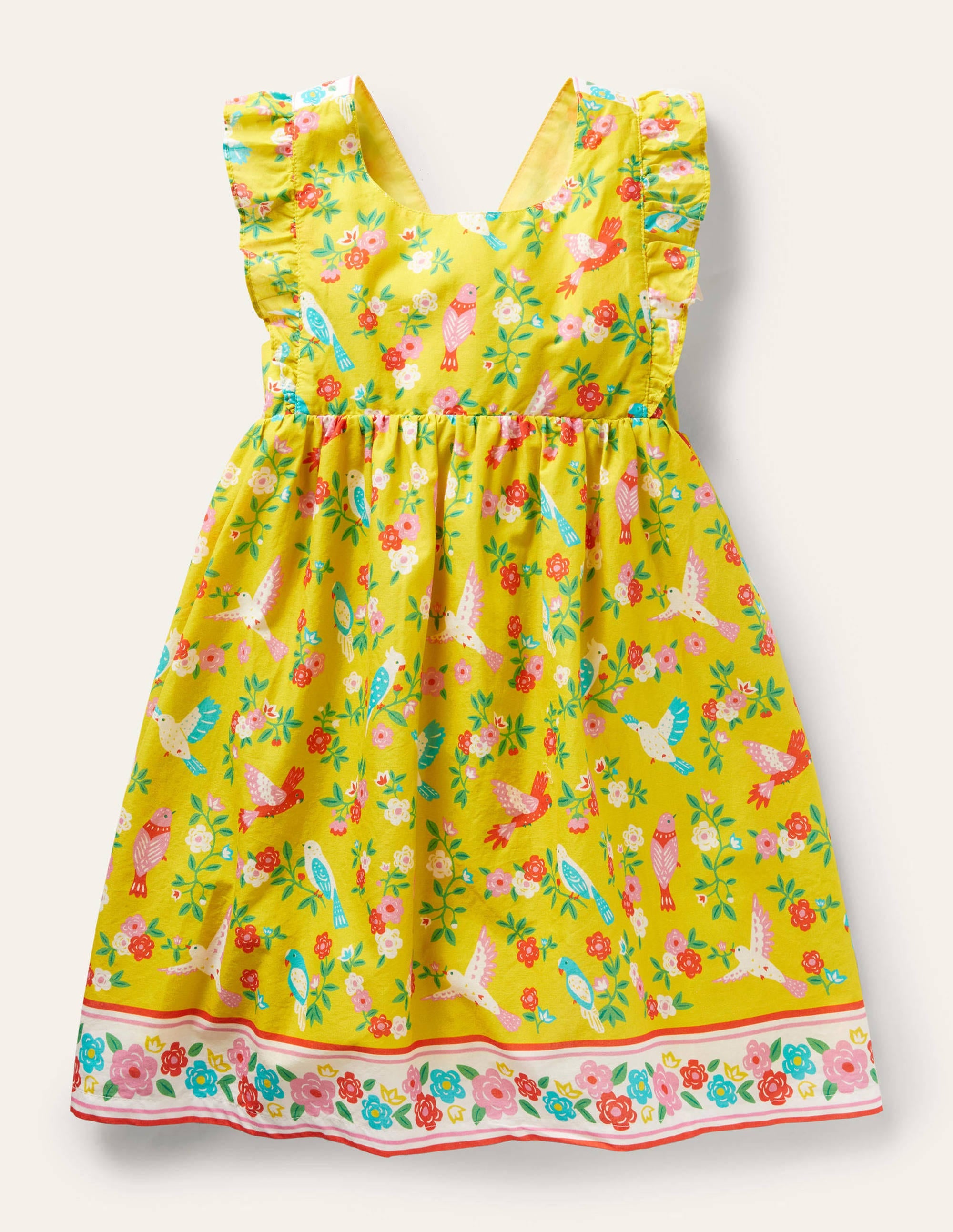 Bow Back Dress-Sweetcorn Yellow Tropical - Image 1
