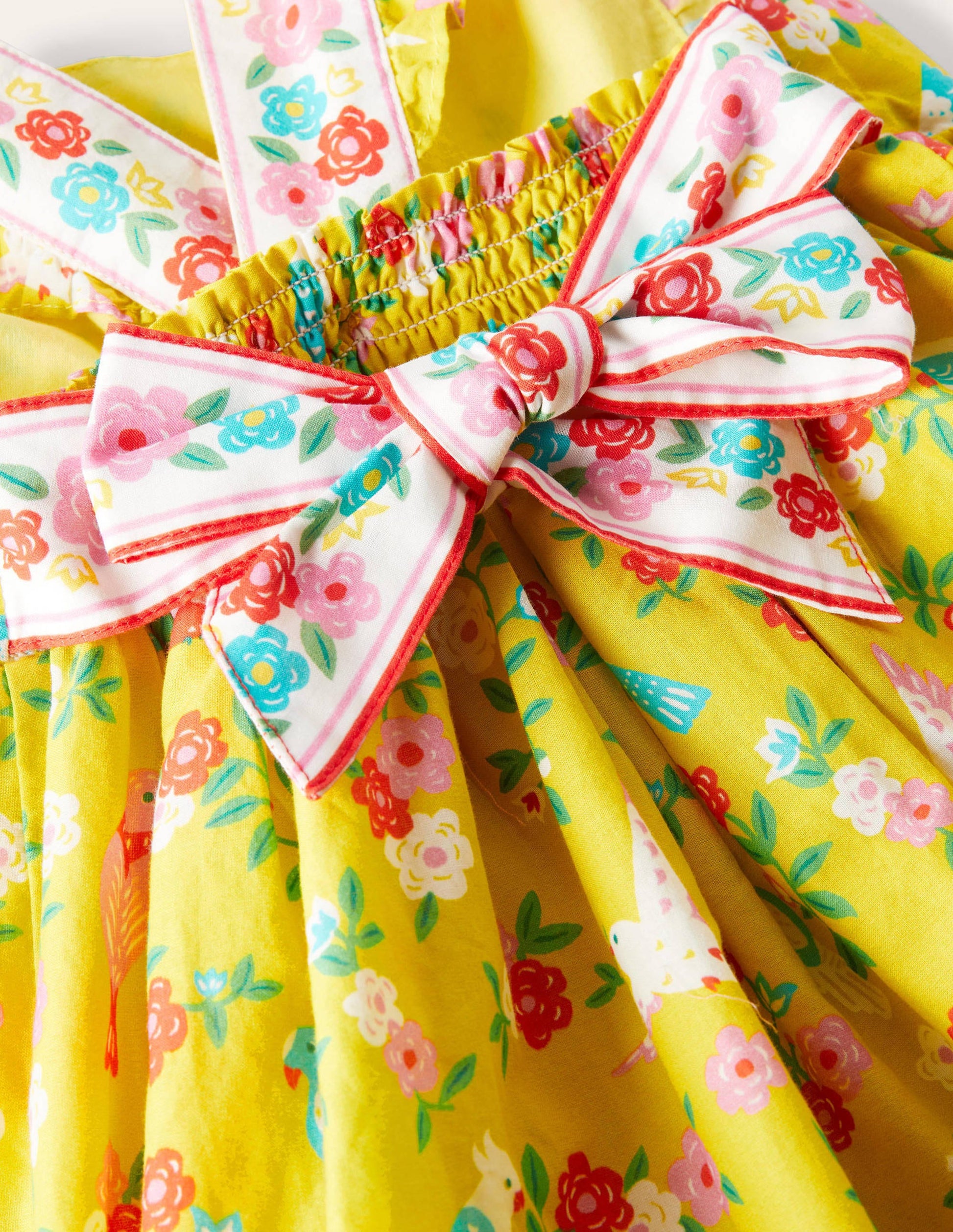Bow Back Dress-Sweetcorn Yellow Tropical-3