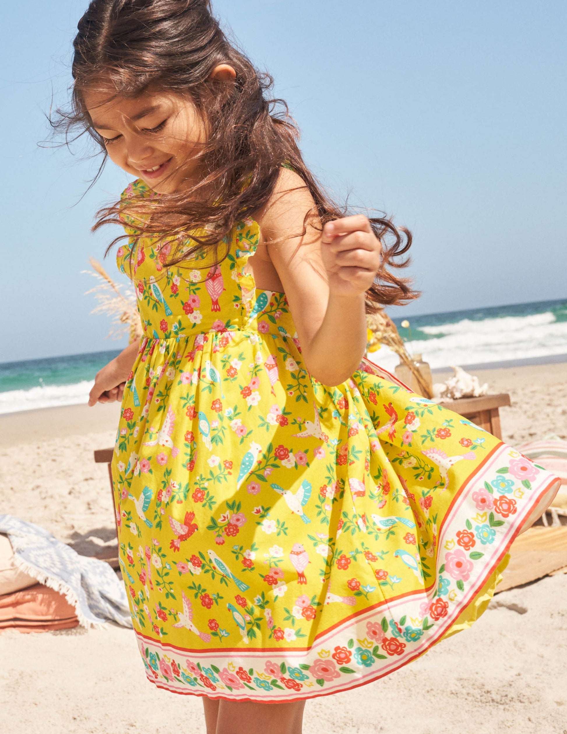 Bow Back Dress-Sweetcorn Yellow Tropical-4