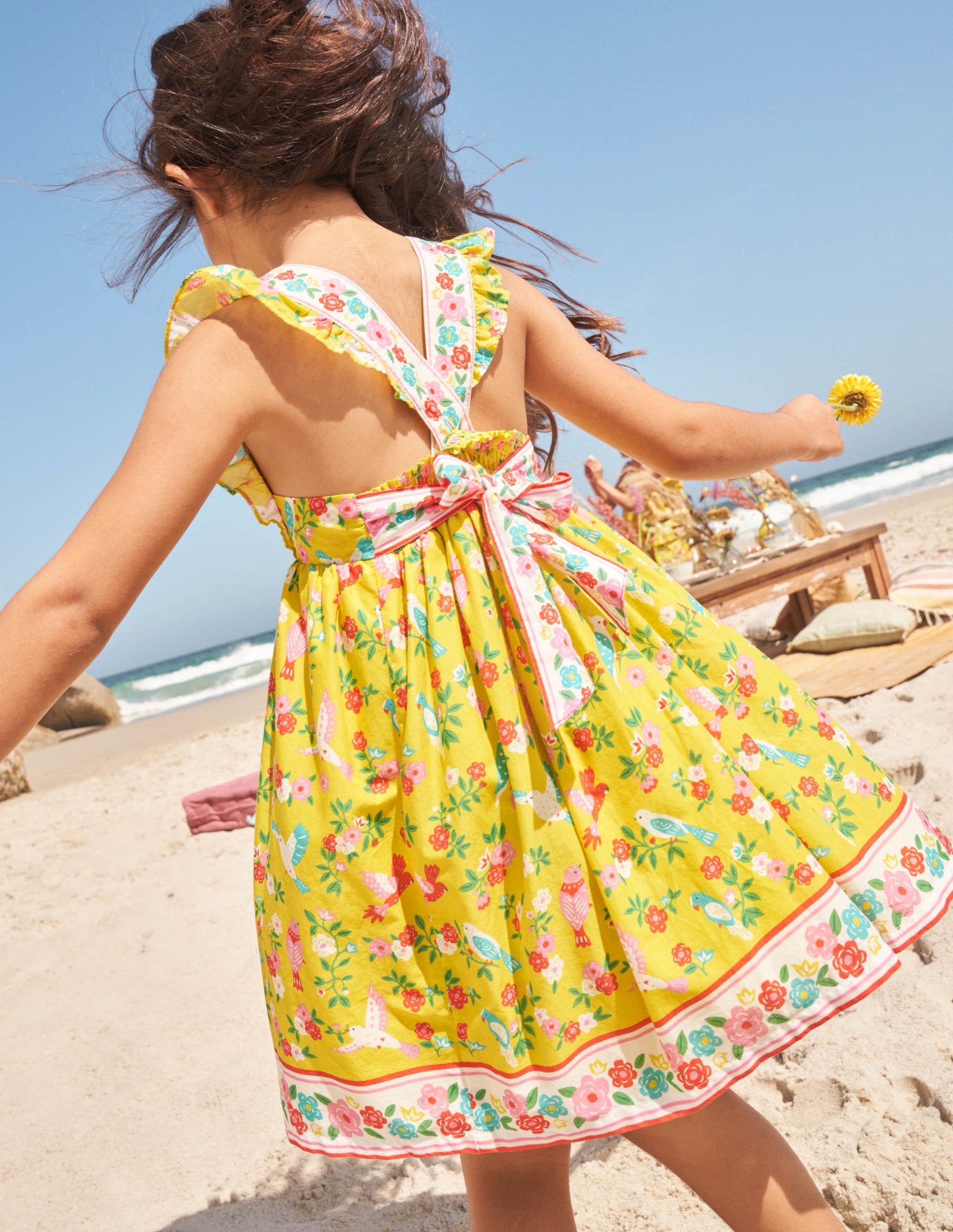Bow Back Dress-Sweetcorn Yellow Tropical-5