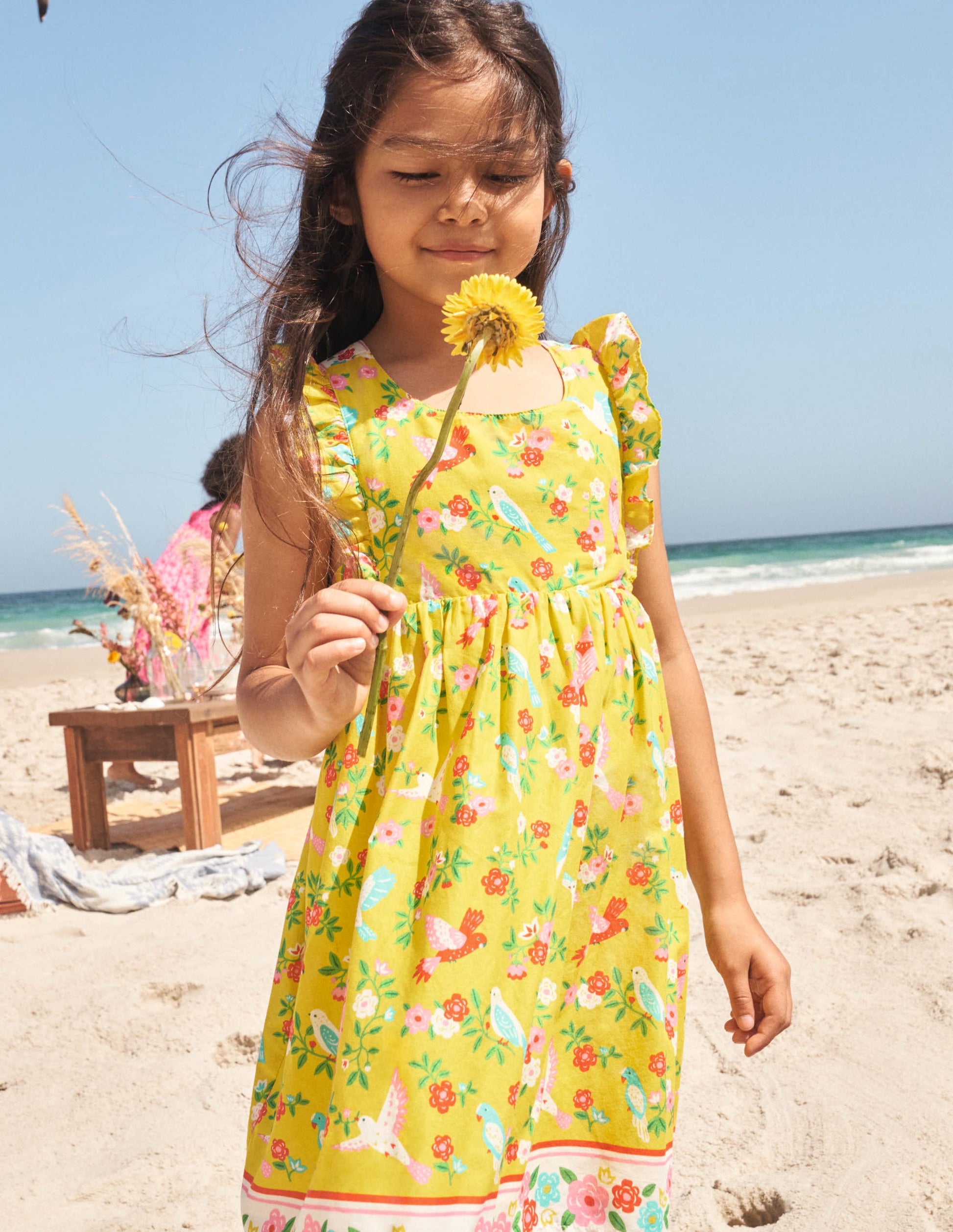 Bow Back Dress-Sweetcorn Yellow Tropical-6