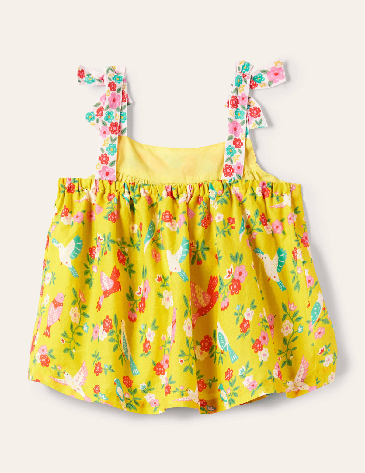 Tie Shoulder Printed Top-Sweetcorn Tropical Garden - Image 2