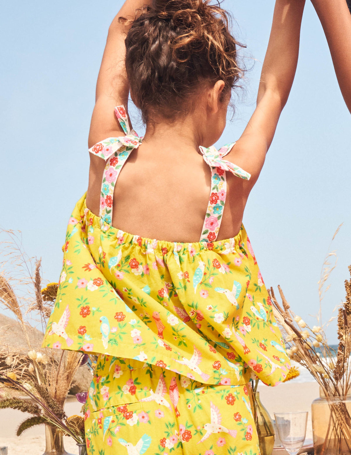 Tie Shoulder Printed Top-Sweetcorn Tropical Garden - Image 6