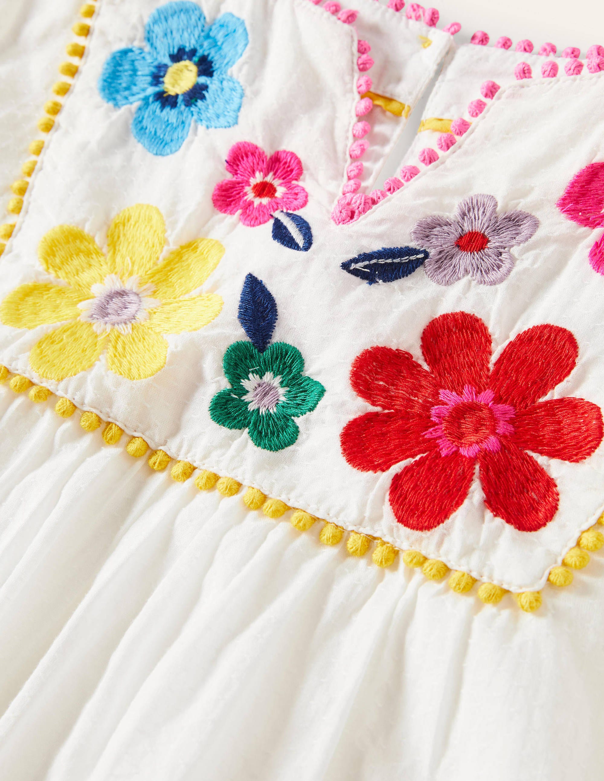 Multi Embroidered Top-Ivory Flowers - Image 3