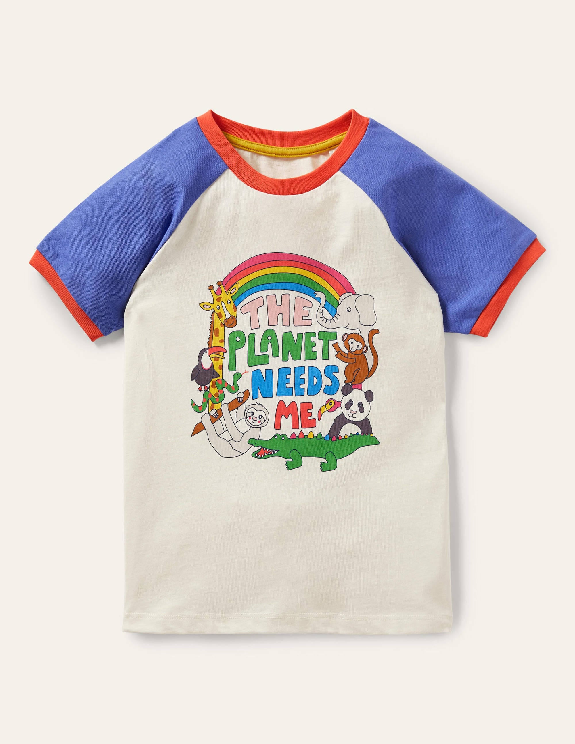 Printed Graphic Raglan T-shirt-Ivory Planet Needs Me - Image 1