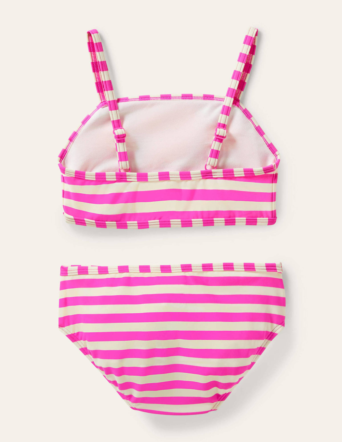 Embroidered Bikini Set-Pop Pansy Pink Stripe-2