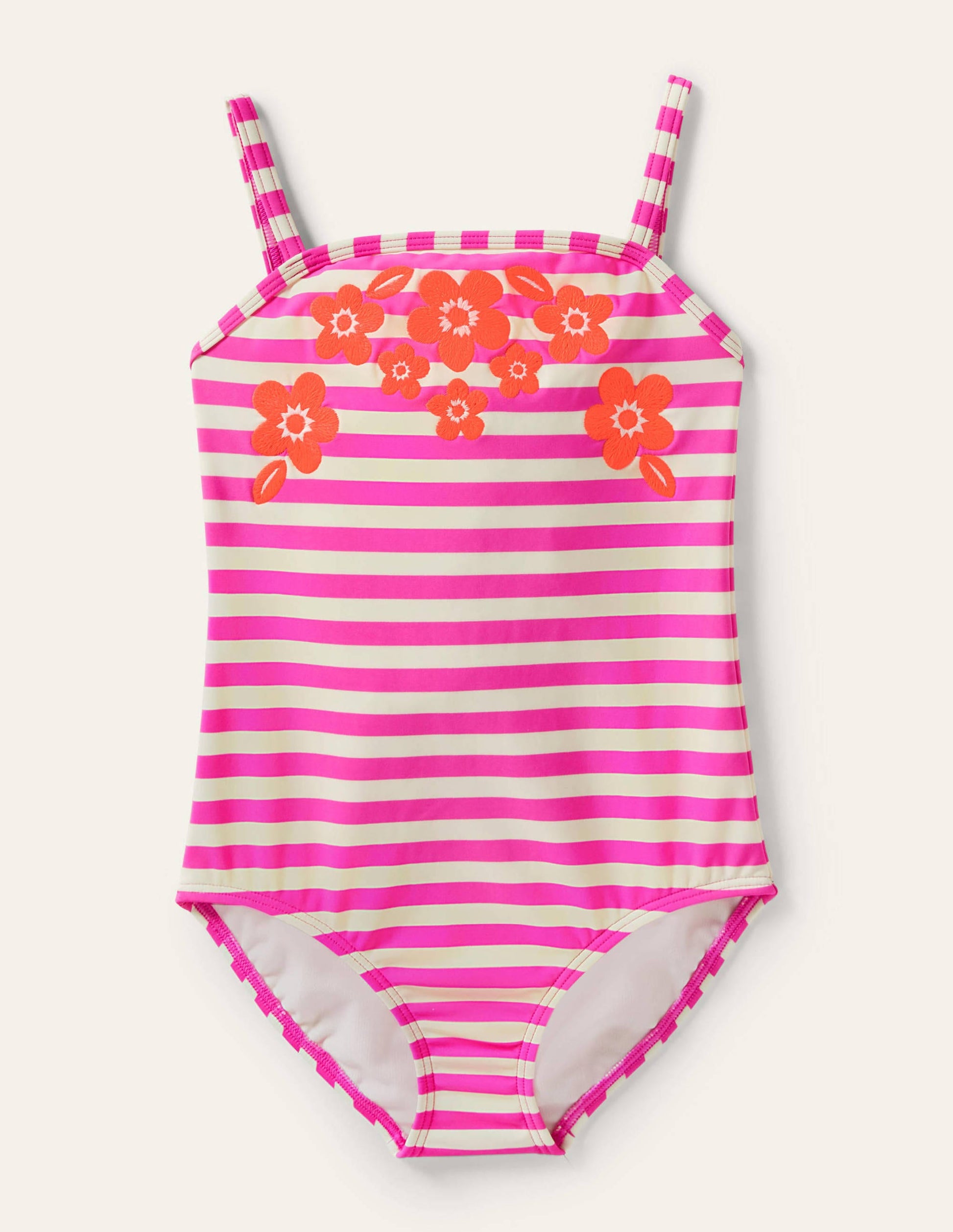 Embroidered Swimsuit-Pop Pansy Pink Stripe-1