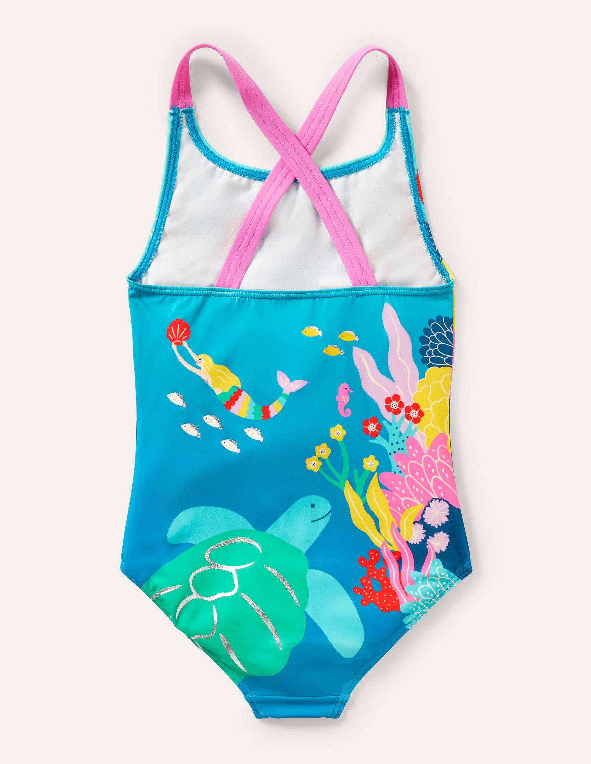 Cross-back Printed Swimsuit-Bright Marina Mermaid-2