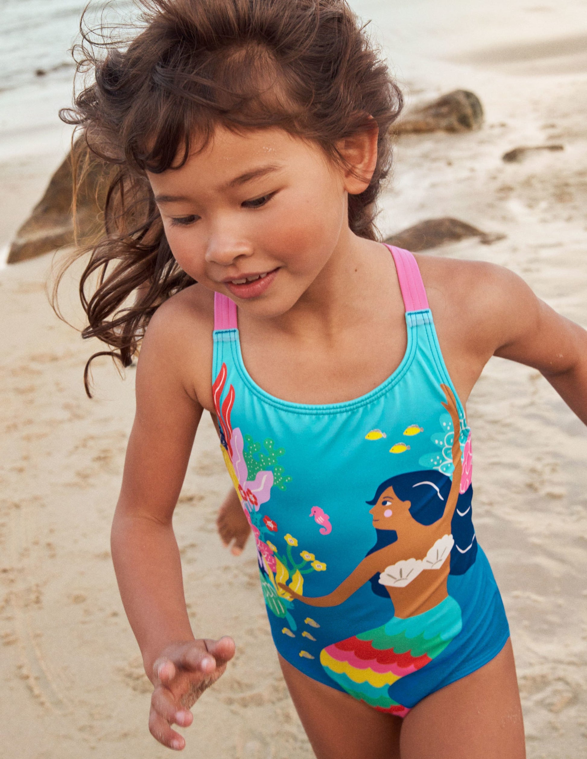 Cross-back Printed Swimsuit-Bright Marina Mermaid-4