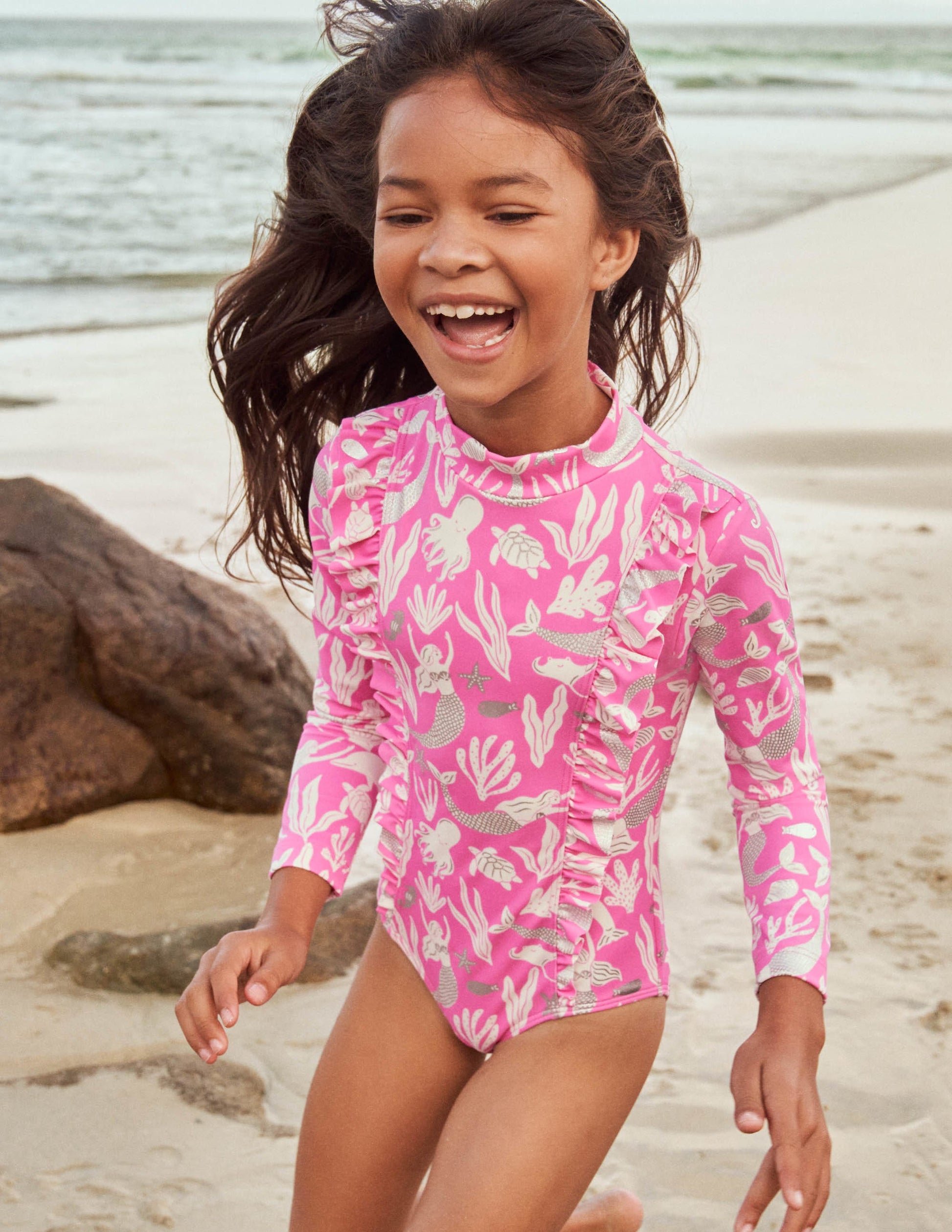 Long-sleeve Frilly Swimsuit-Strawberry Ice Mermaid-4
