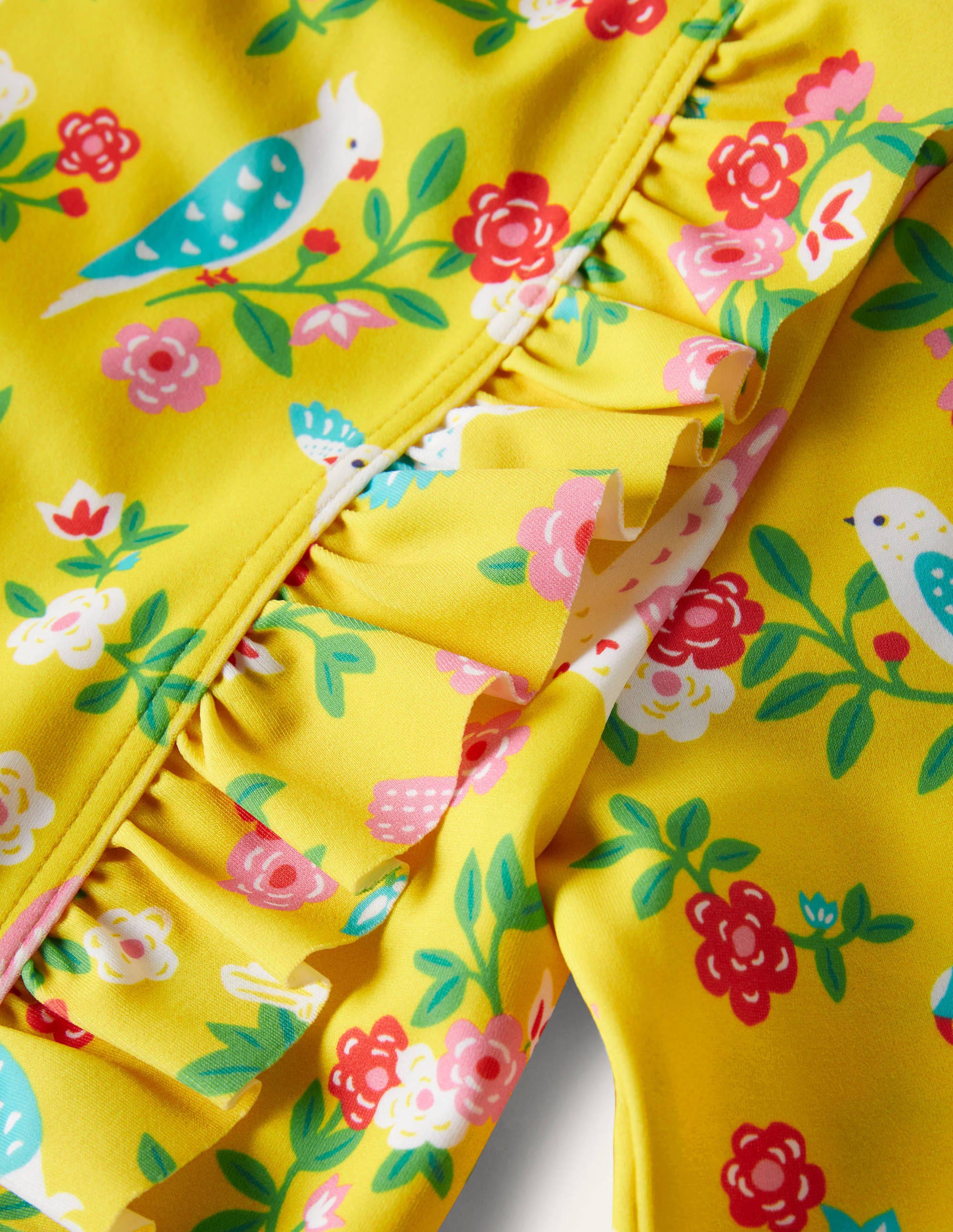 Long-sleeve Frilly Swimsuit-Sweetcorn Tropical Garden - Image 3