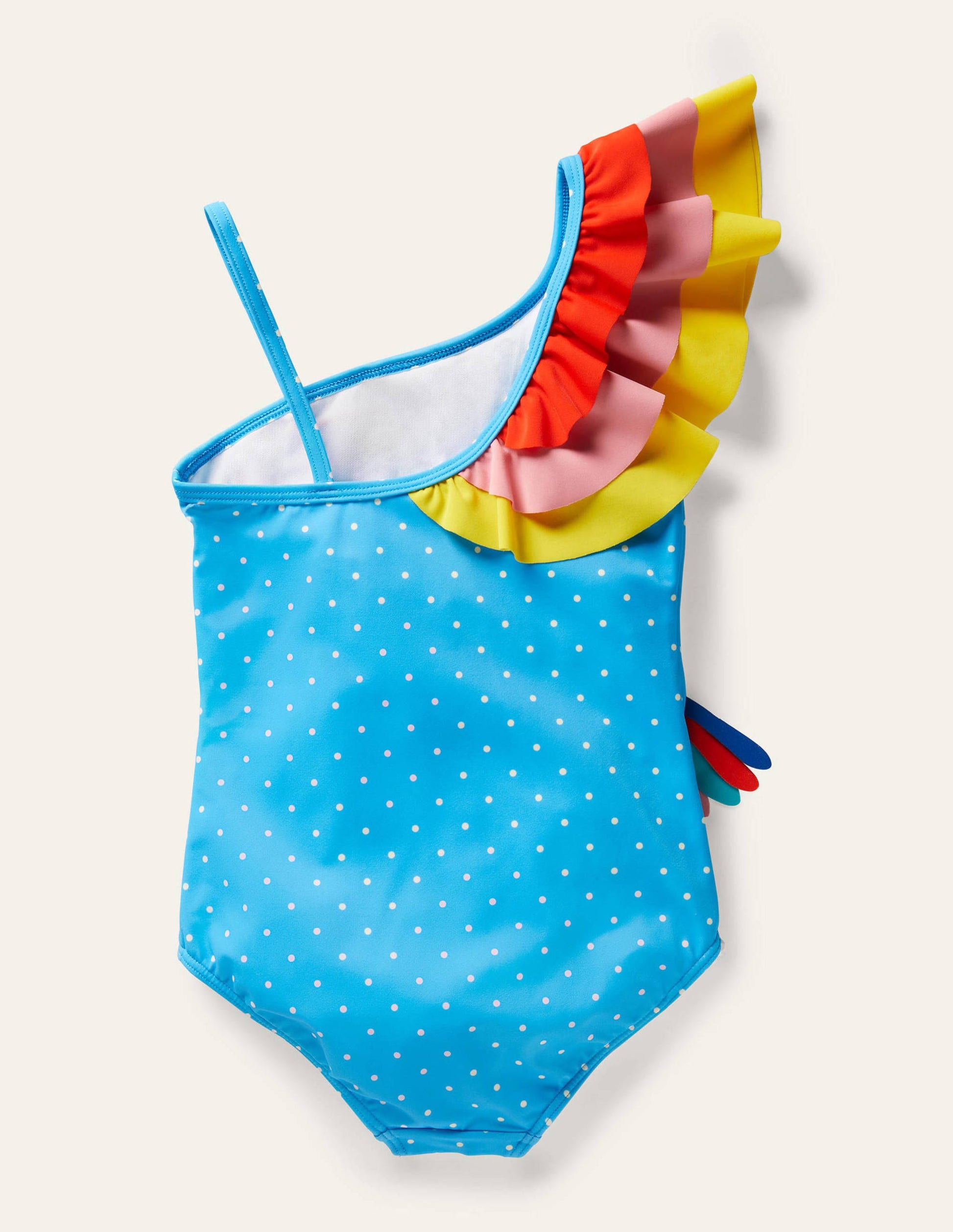 One Shoulder Appliqué Swimsuit-Georgian Blue Toucan-2