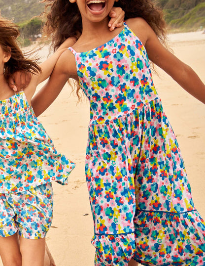 Floral Print Tiered Maxi Dress-Multi Happy Ditsy Floral-4