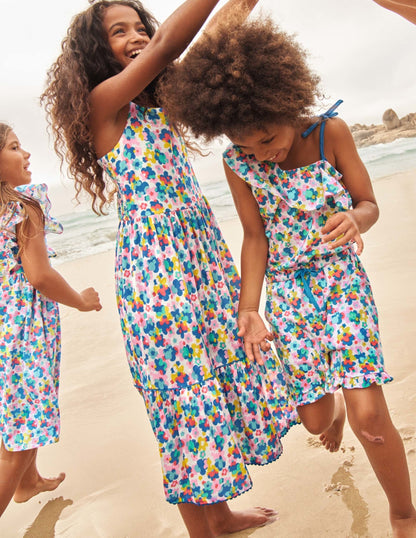 Floral Print Tiered Maxi Dress-Multi Happy Ditsy Floral-5