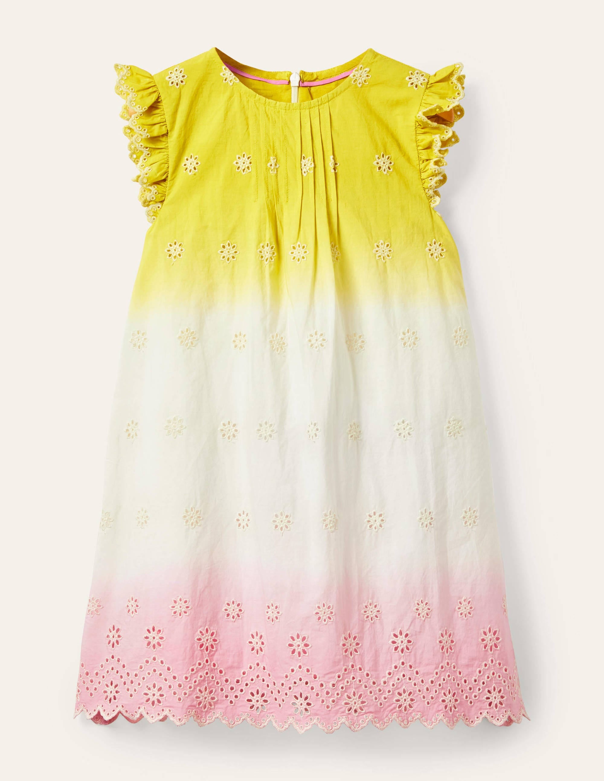 Broderie Dress-Daffodil Yellow/Pink Ombre - Image 1