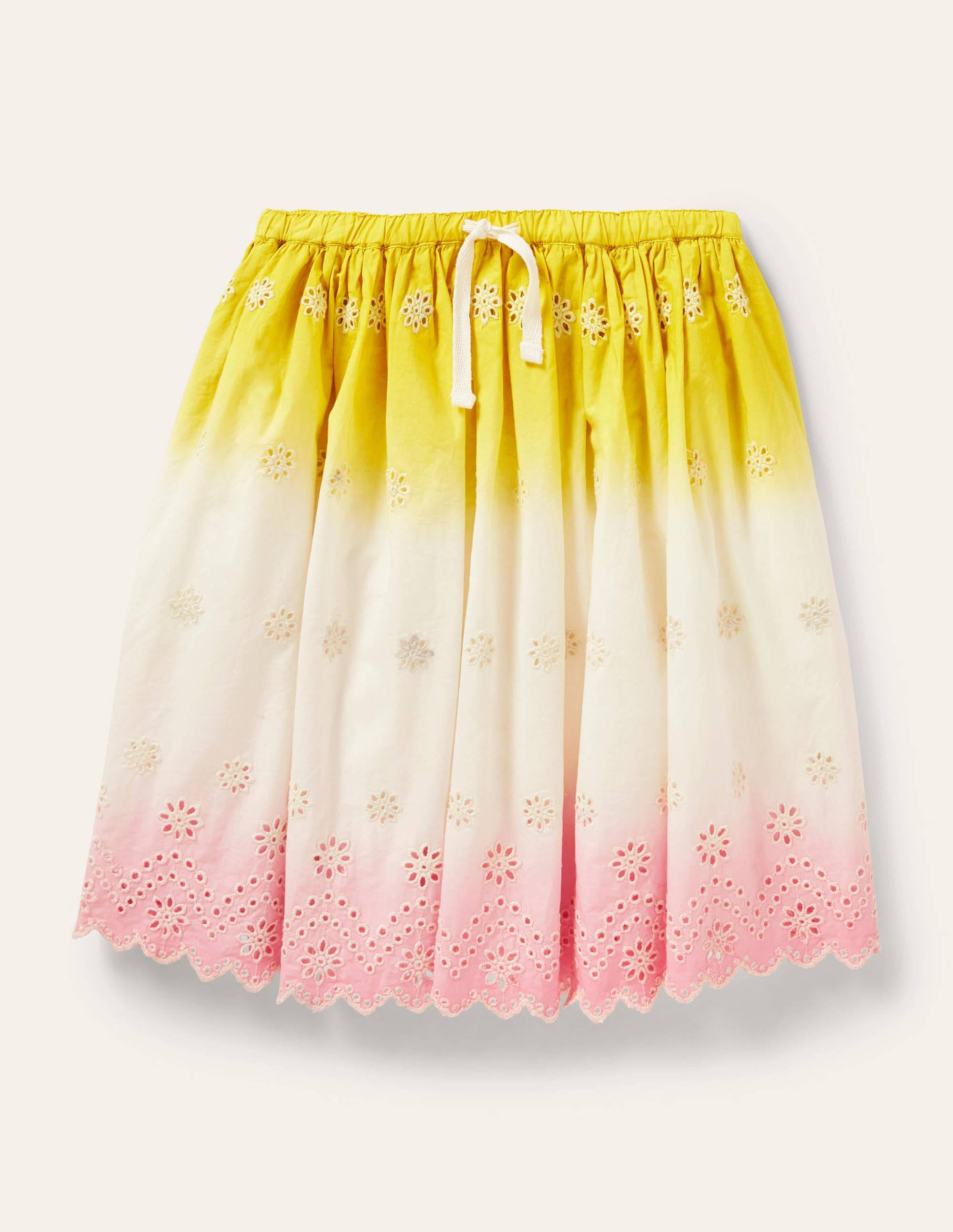 Twirly Midi Skirt-Daffodil Yellow/Pink Dip Dye - Image 1