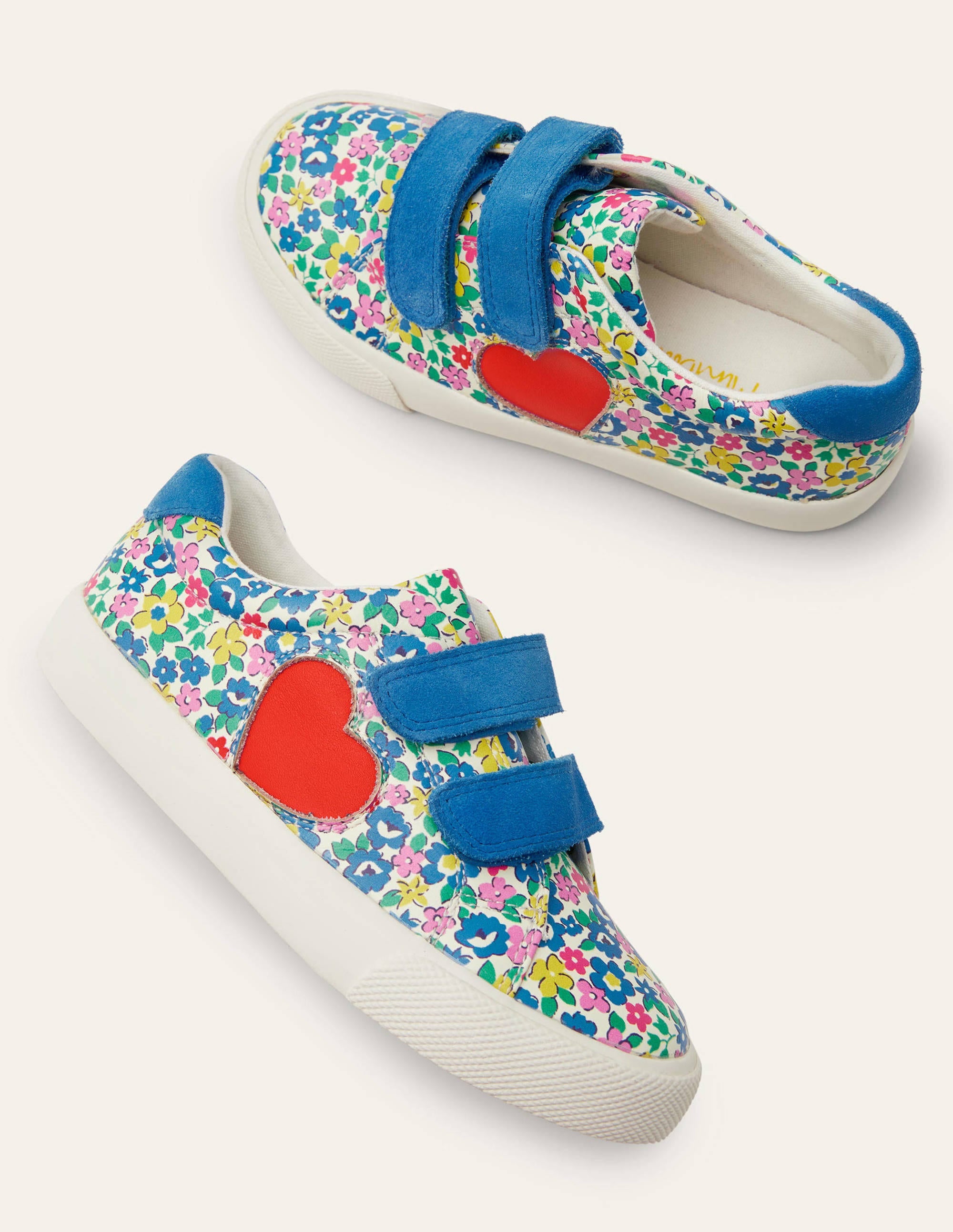 Fun Two Strap Trainers-Floral Applique Heart - Image 1