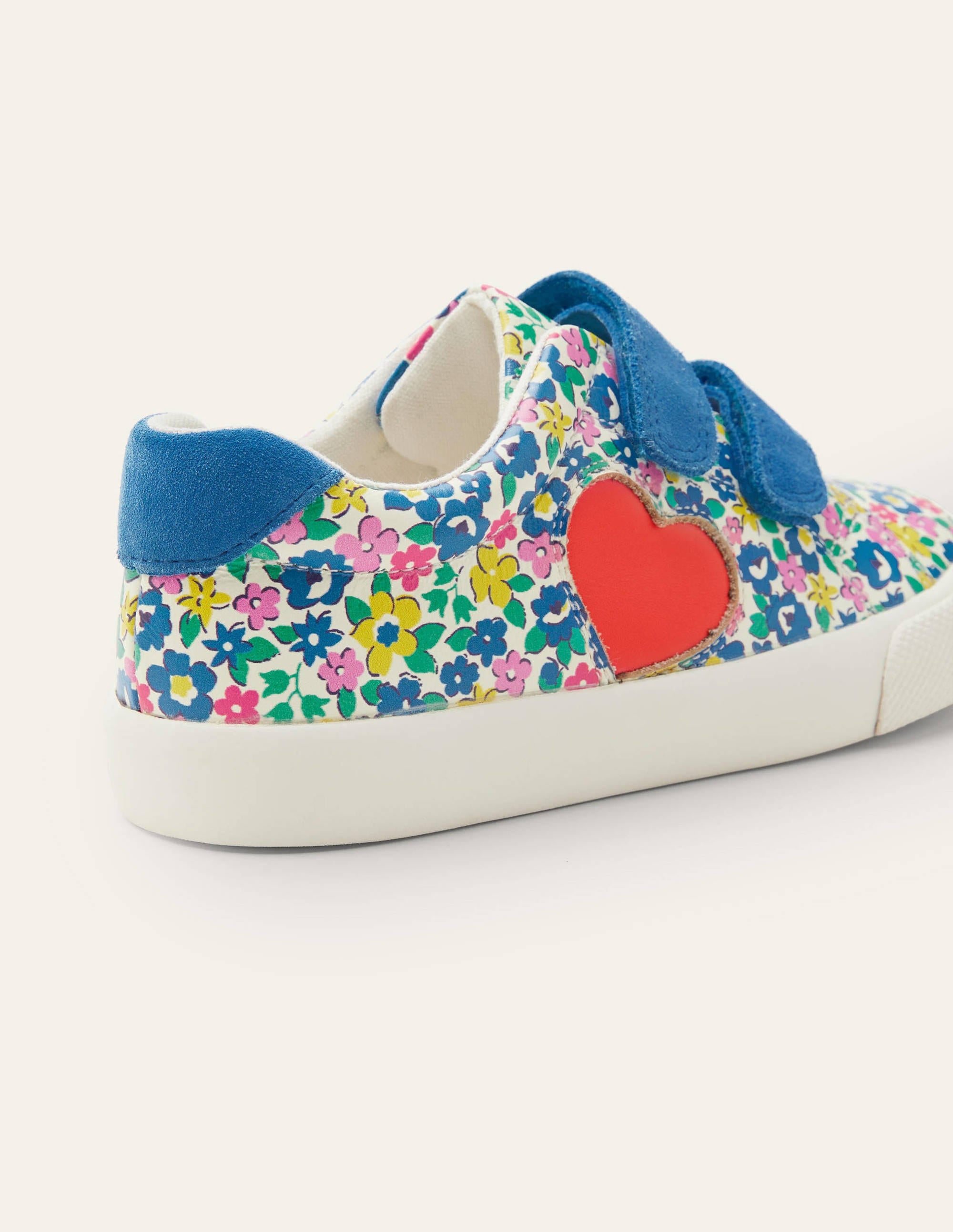 Fun Two Strap Trainers-Floral Applique Heart - Image 3