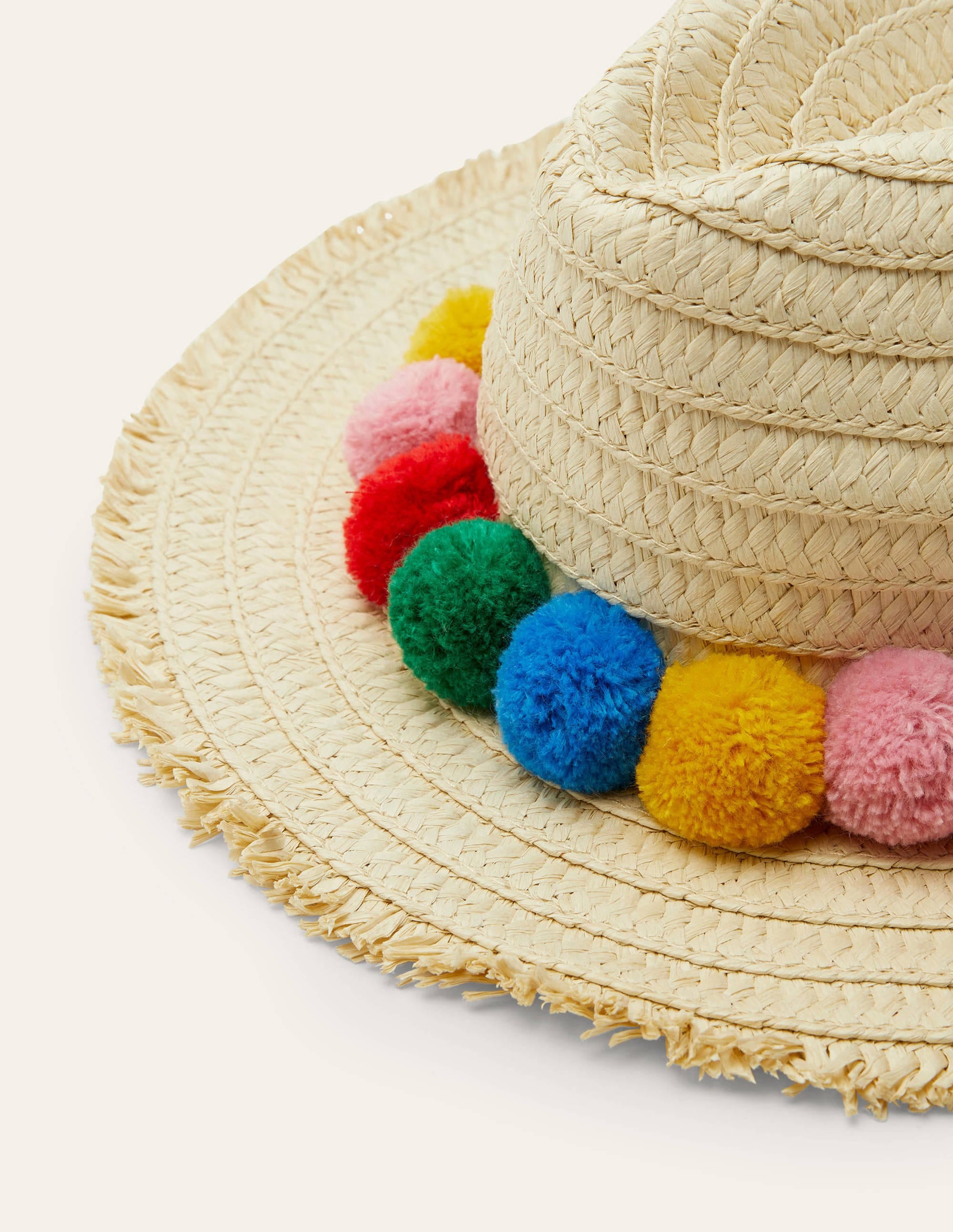 Straw Hat-Rainbow Poms - Image 2