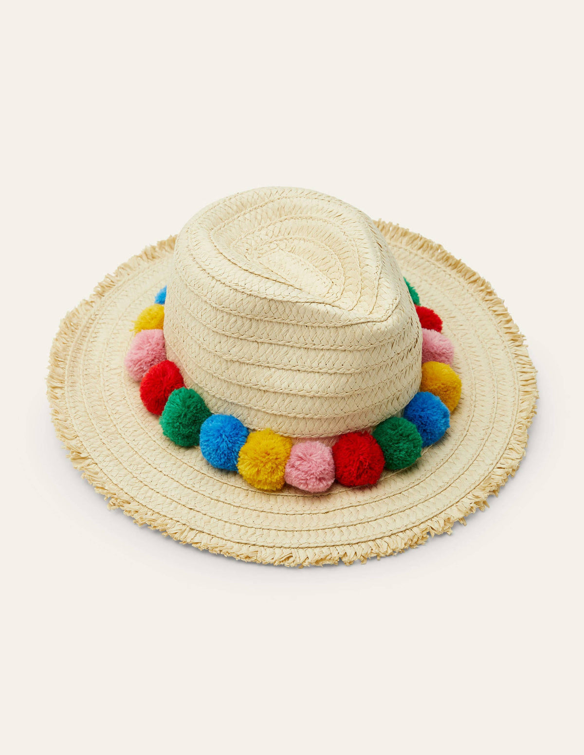 Straw Hat-Rainbow Poms - Image 1