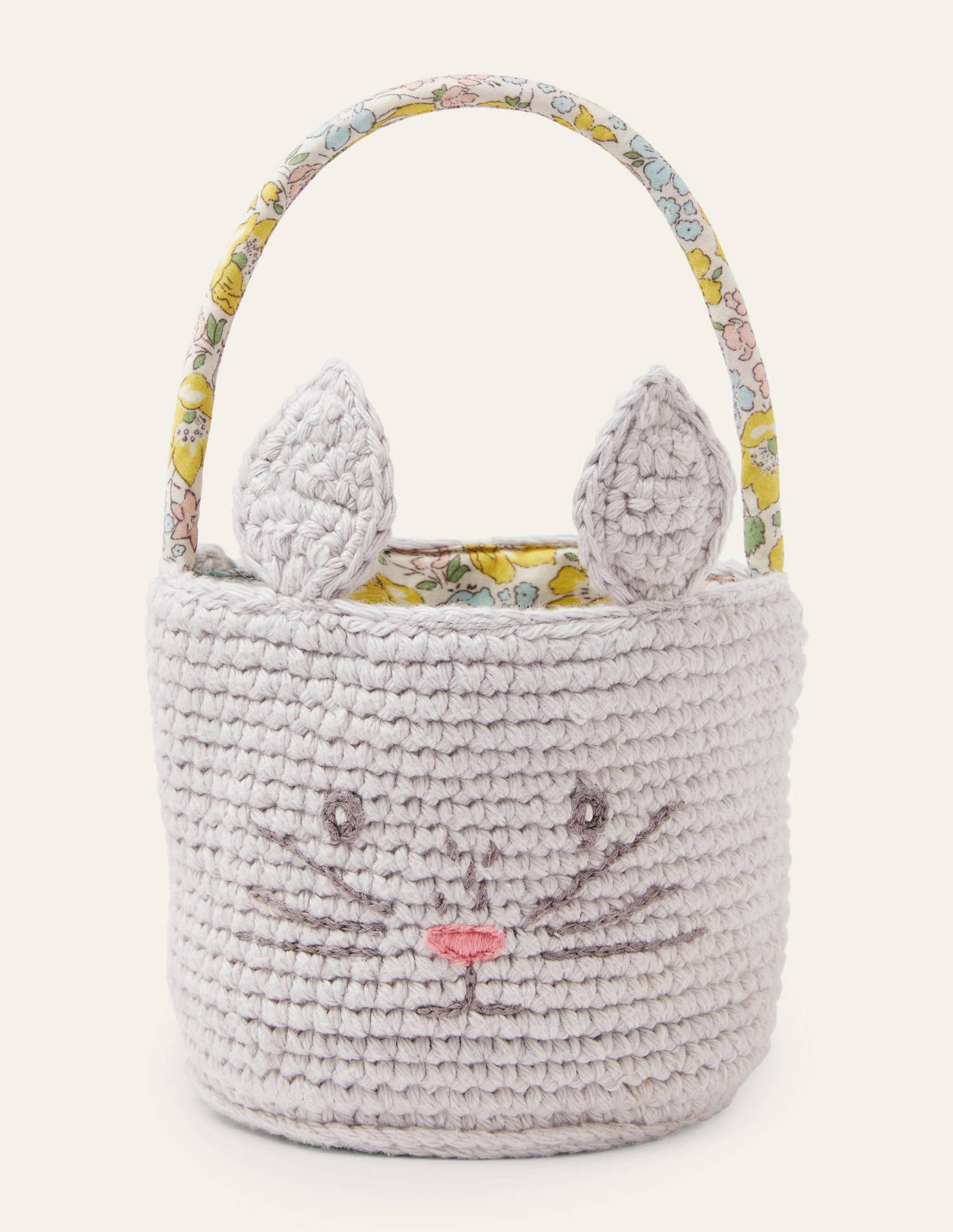 Crochet Bunny Basket-Grey Bunny-1