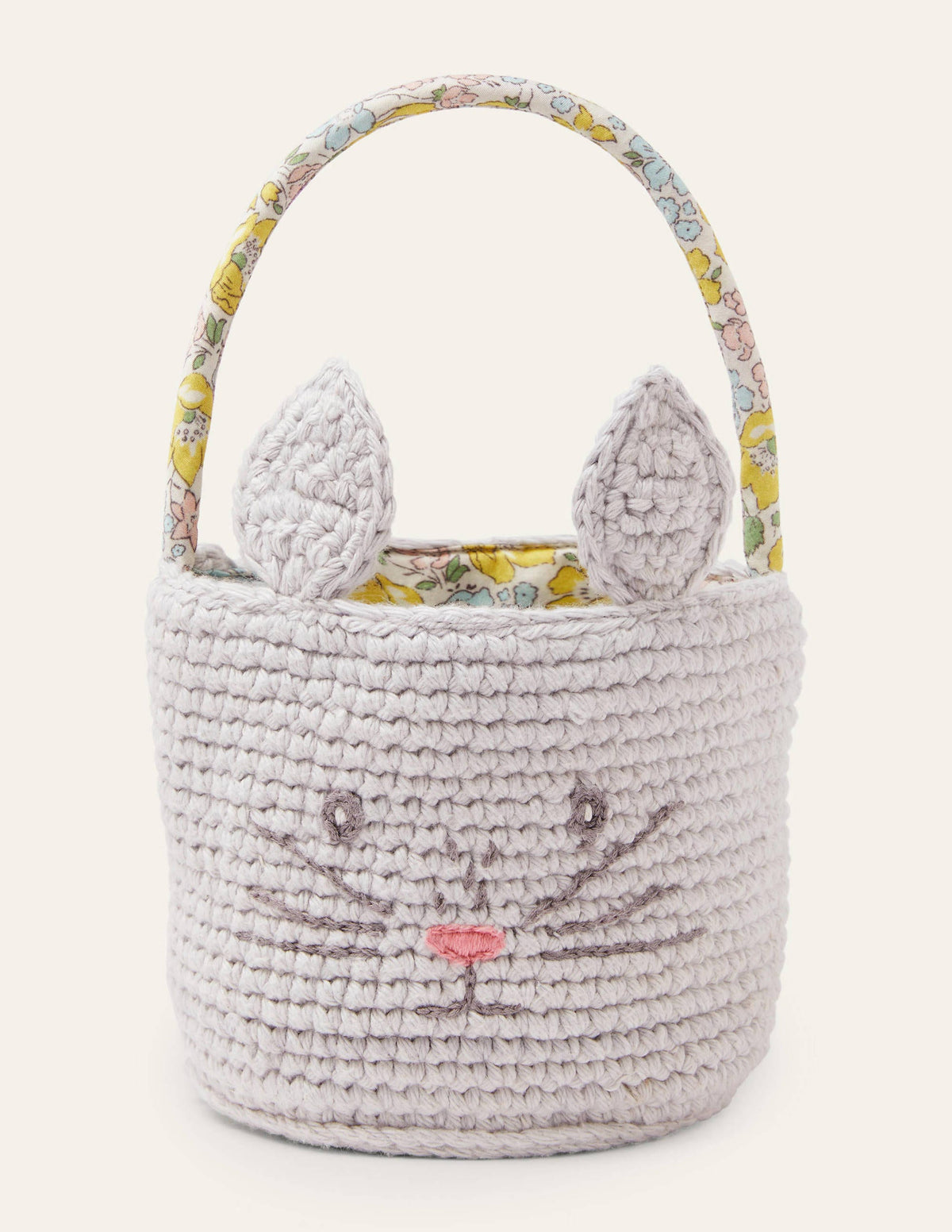 Crochet Bunny Basket-Grey Bunny - Image 1